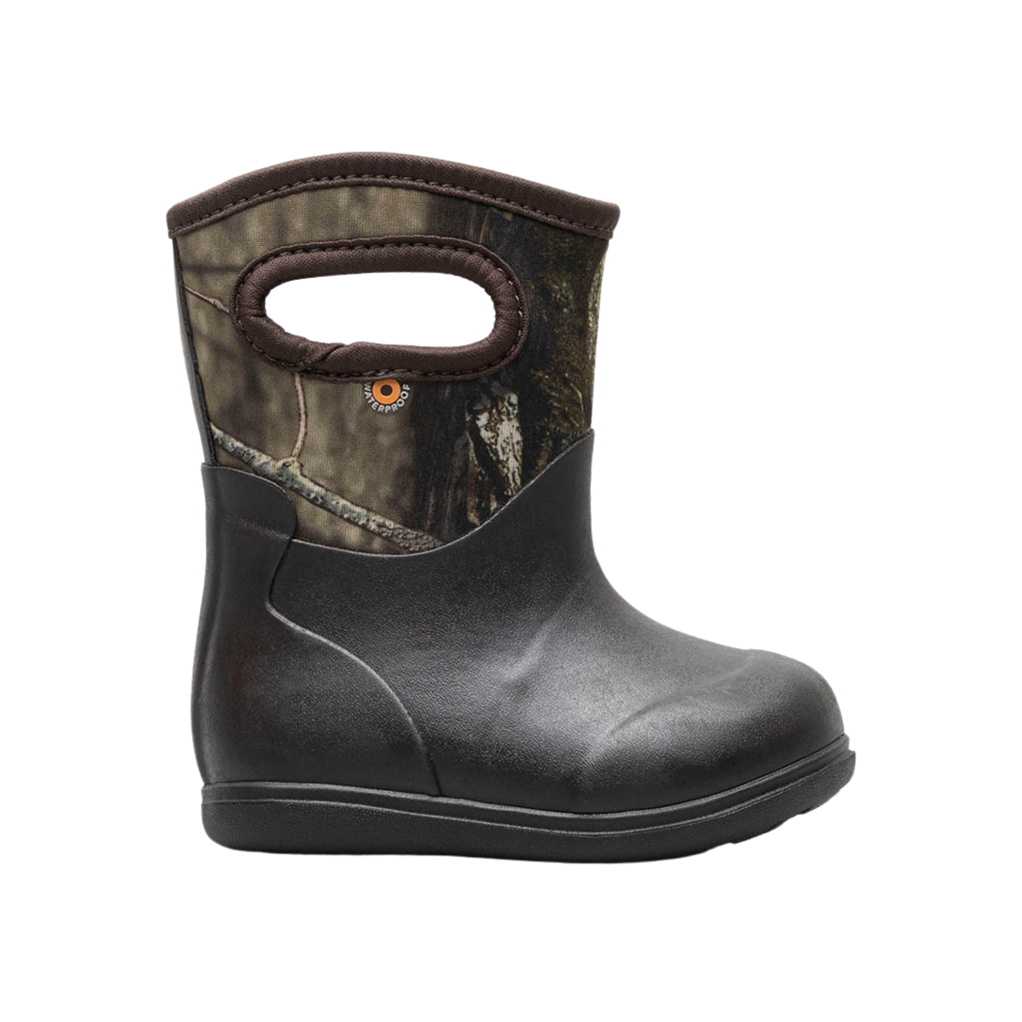 BOGS Classic Toddler waterproof rain boots in Mossy Oak design, suited for kids in Whistler