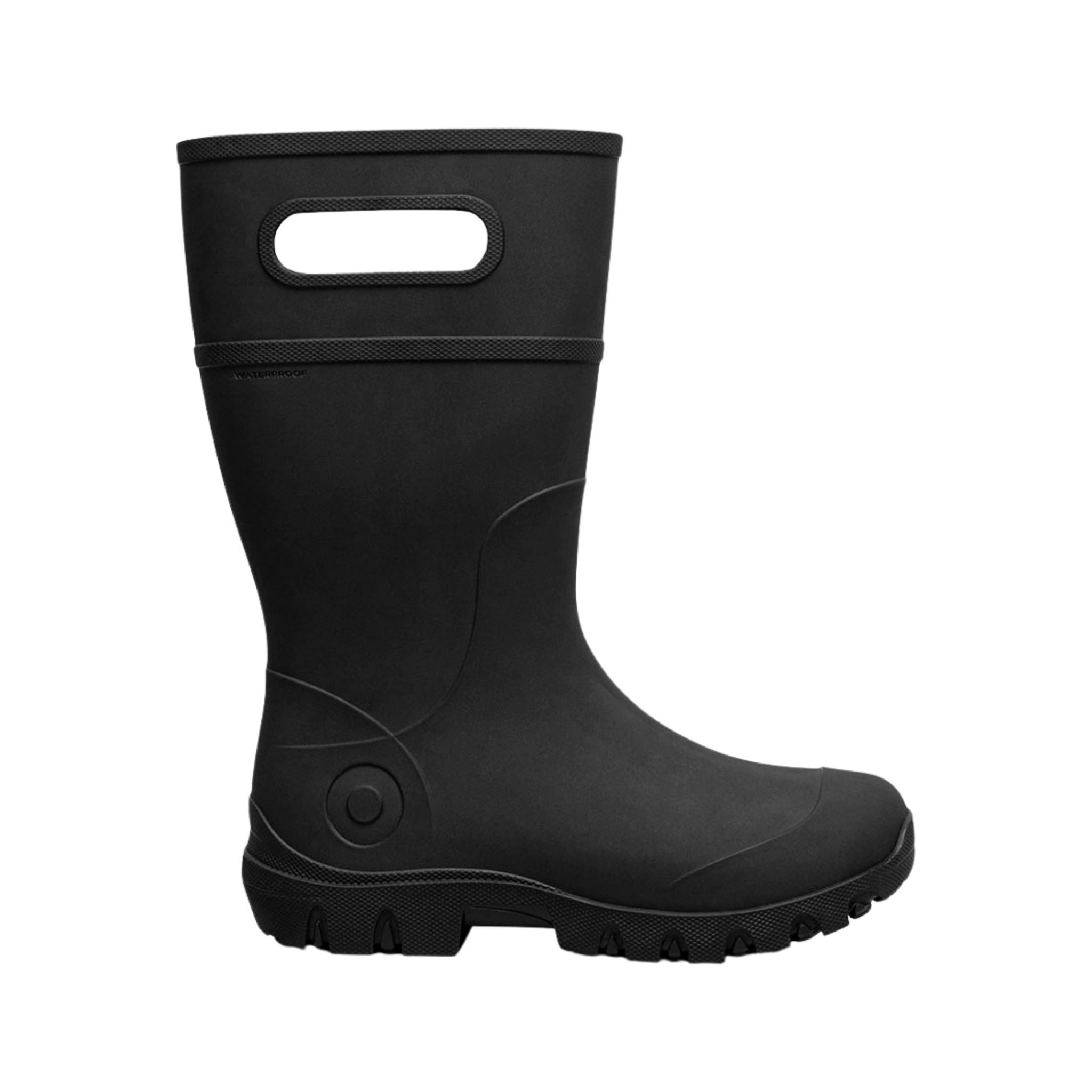 BOGS Kids Essential Tall waterproof rain boots in Black for rainy days in Whistler