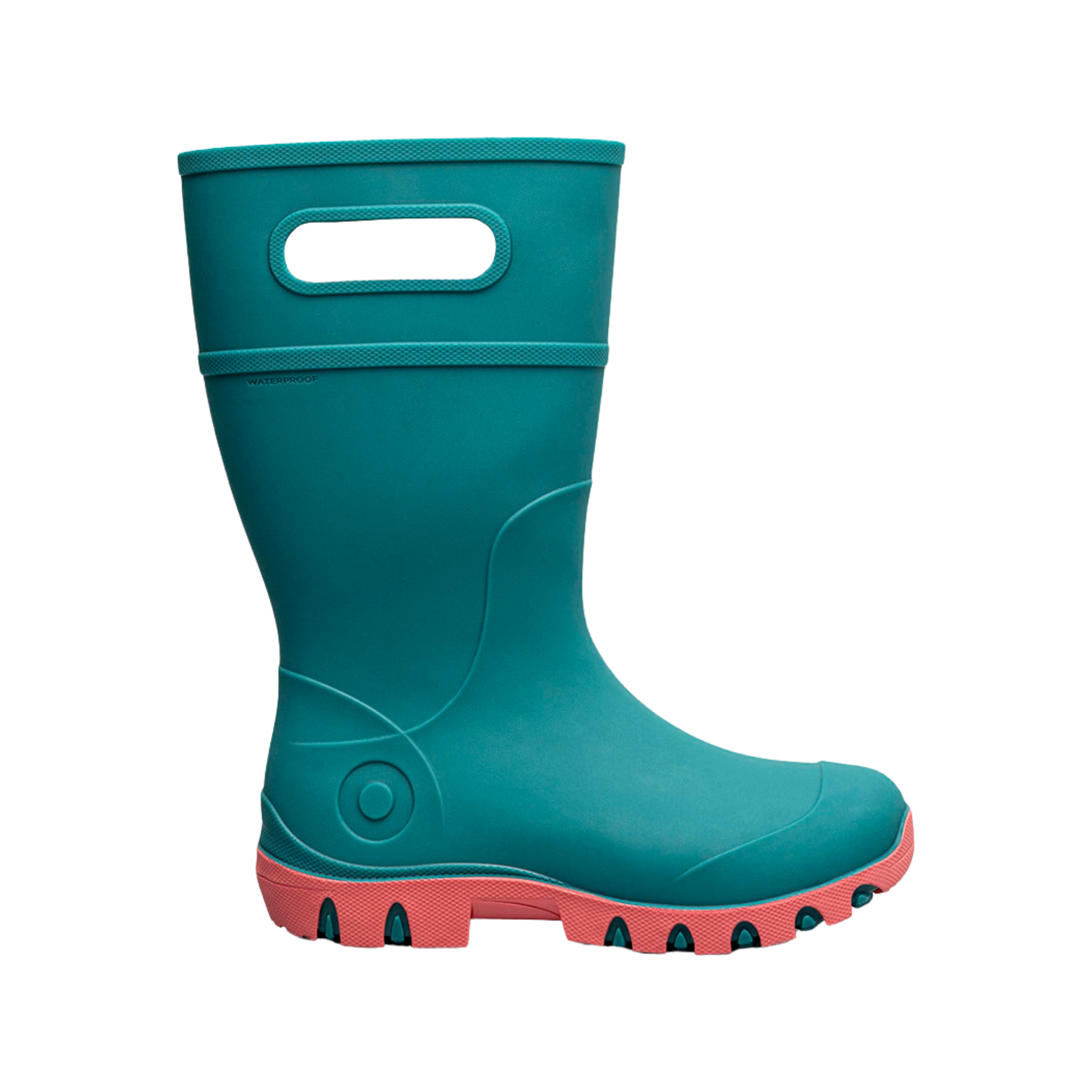 BOGS Kids Essential Tall waterproof rain boots in Turquoise, suited for rainy days in Whistler