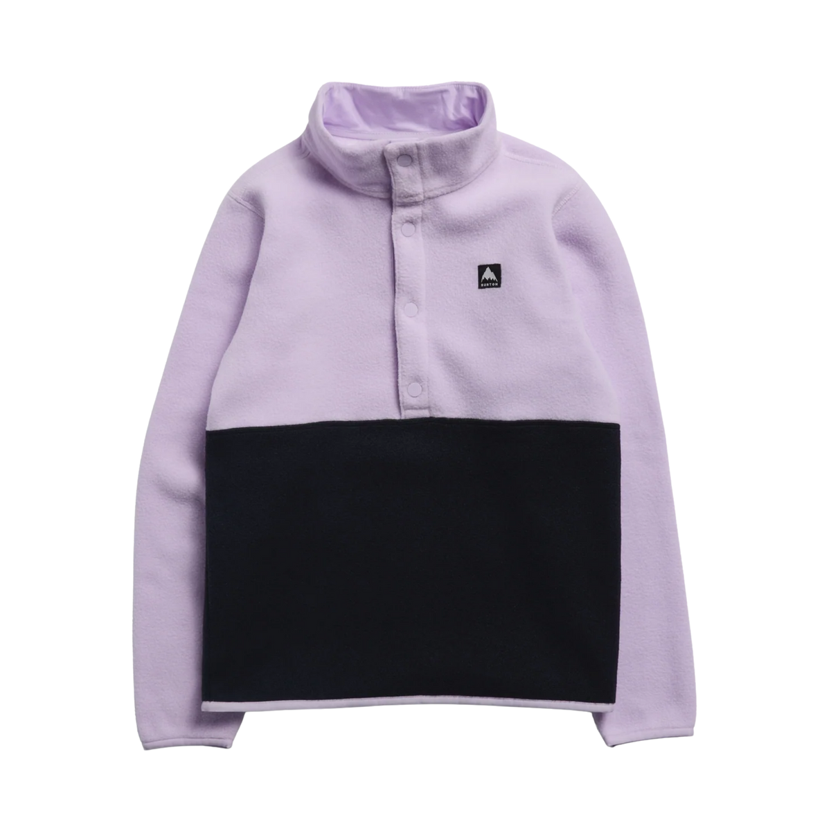 Burton Kids Cinder Fleece Anorak in Moondust Purple / True Black with soft 255GSM recycled polyester polar fleece, snap-front placket and stretch-bound cuffs and hem