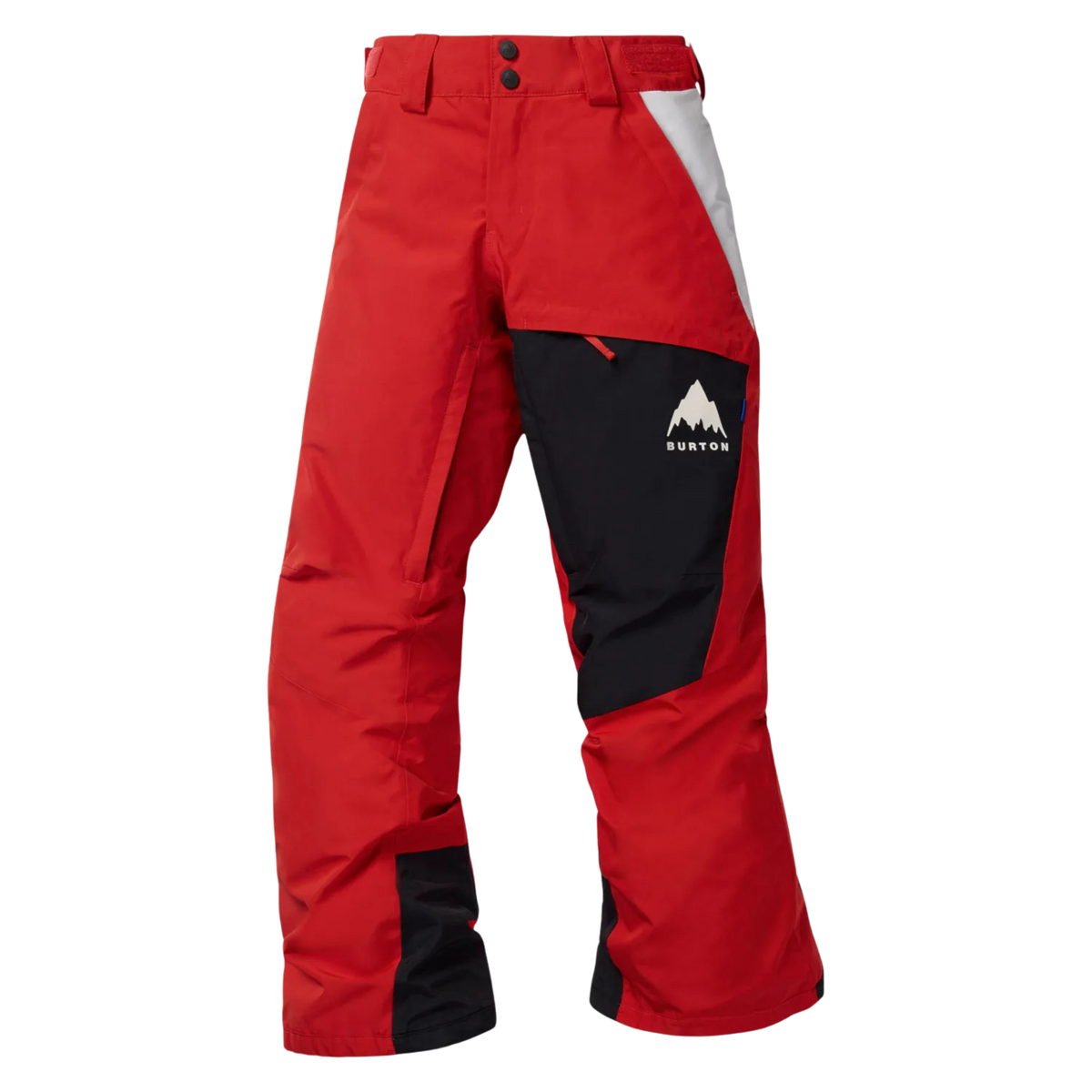 Burton Kids GORE-TEX Shell Snow Pants in Flame Scarlet with 2-layer 150D recycled polyester shell, boot gaiters and Room-To-Grow system