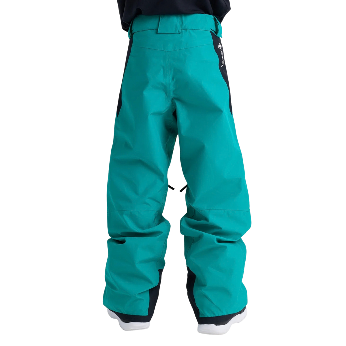 Rear view of Burton Kids GORE-TEX Shell Pants in Pacific Teal / Goldenrod / True Black with windproof breathable GORE-TEX 2-layer shell and mountain-ready fit