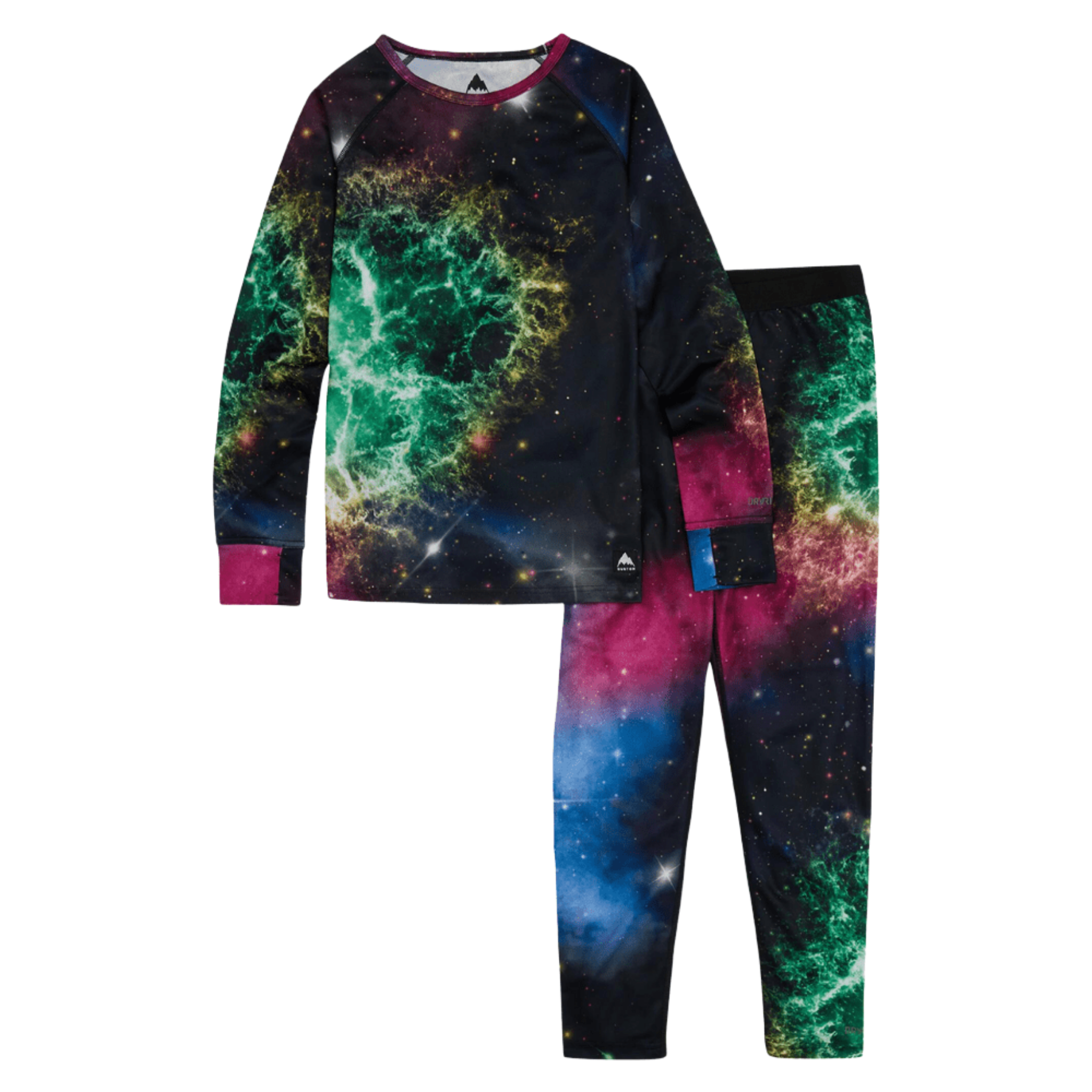 Burton Kids Lightweight Base Layer Set in Painted Planets design with 145gsm DRYRIDE Ultrawick fabric and 100% recycled polyester