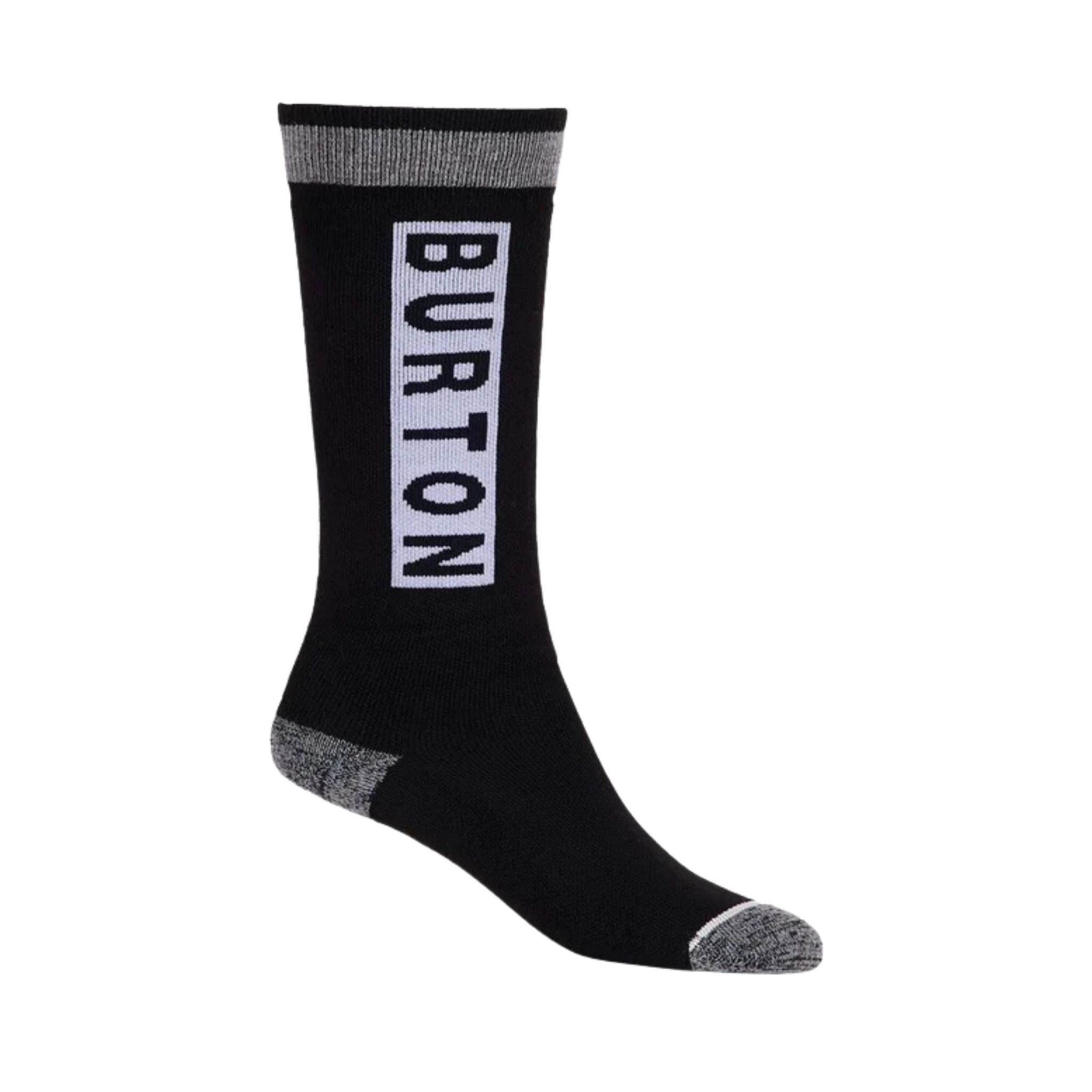 Burton Kids Performance Midweight Socks in True Black design with merino wool blend and medium-density cushioning