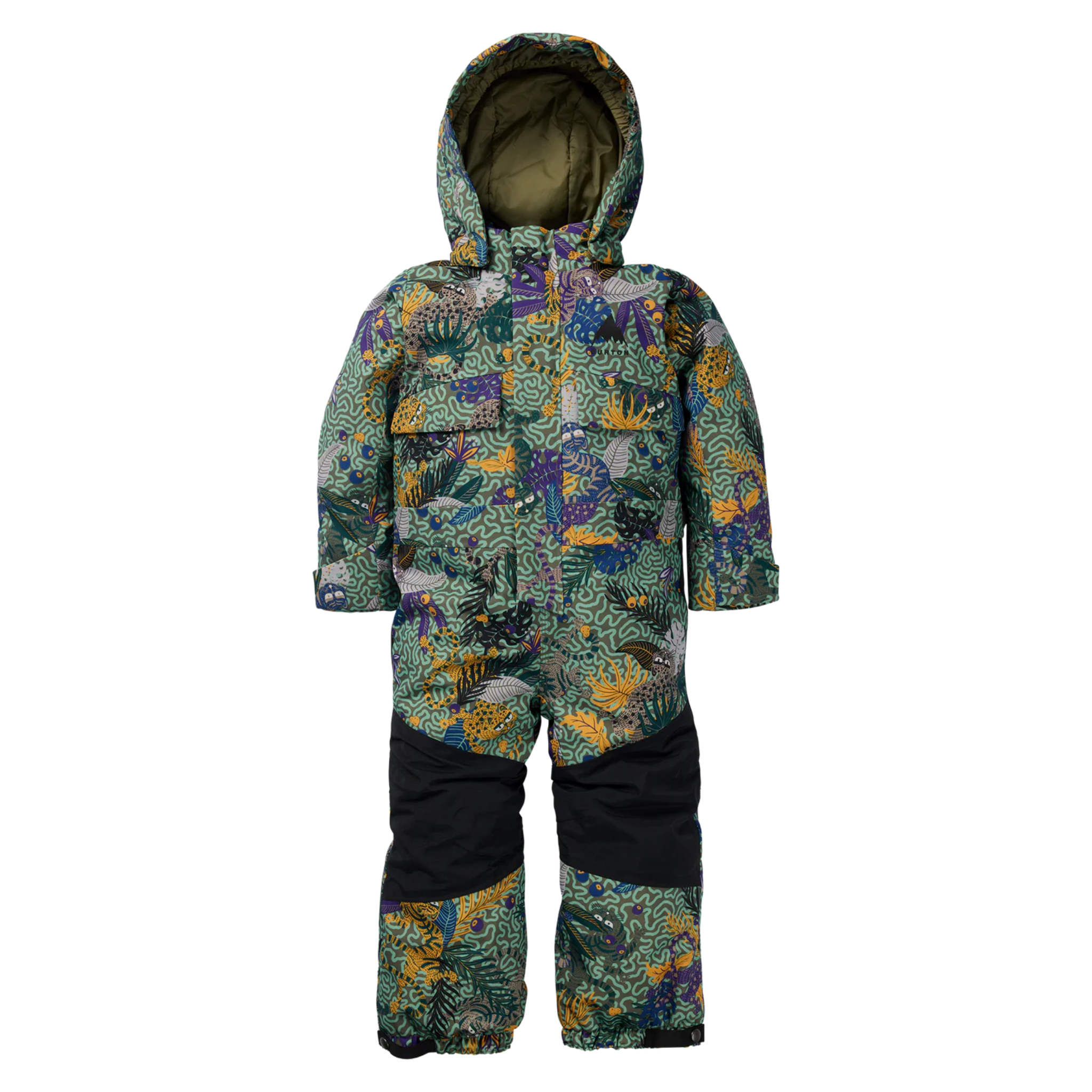Burton Kids One-Piece Snowsuit in Jungle Cats design with 15K waterproofing, 15K breathability and 100g ThermacoreECO insulation