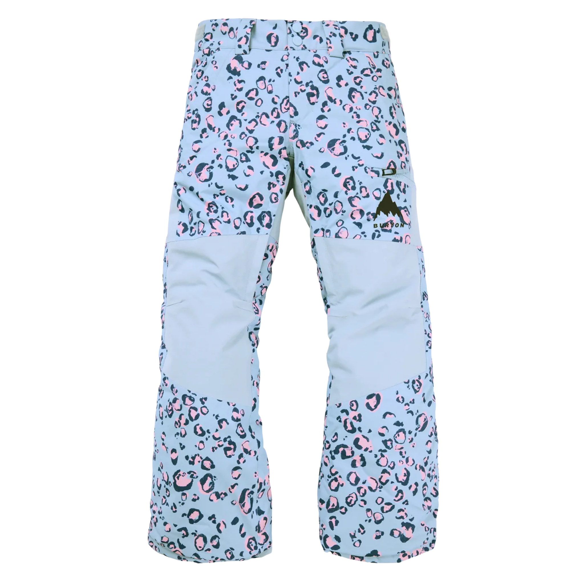 Burton Kids Skylar Pants in Cheetah pattern design with 15K waterproofing, 15K breathability, 60g ThermacoreECO insulation and reinforced knees