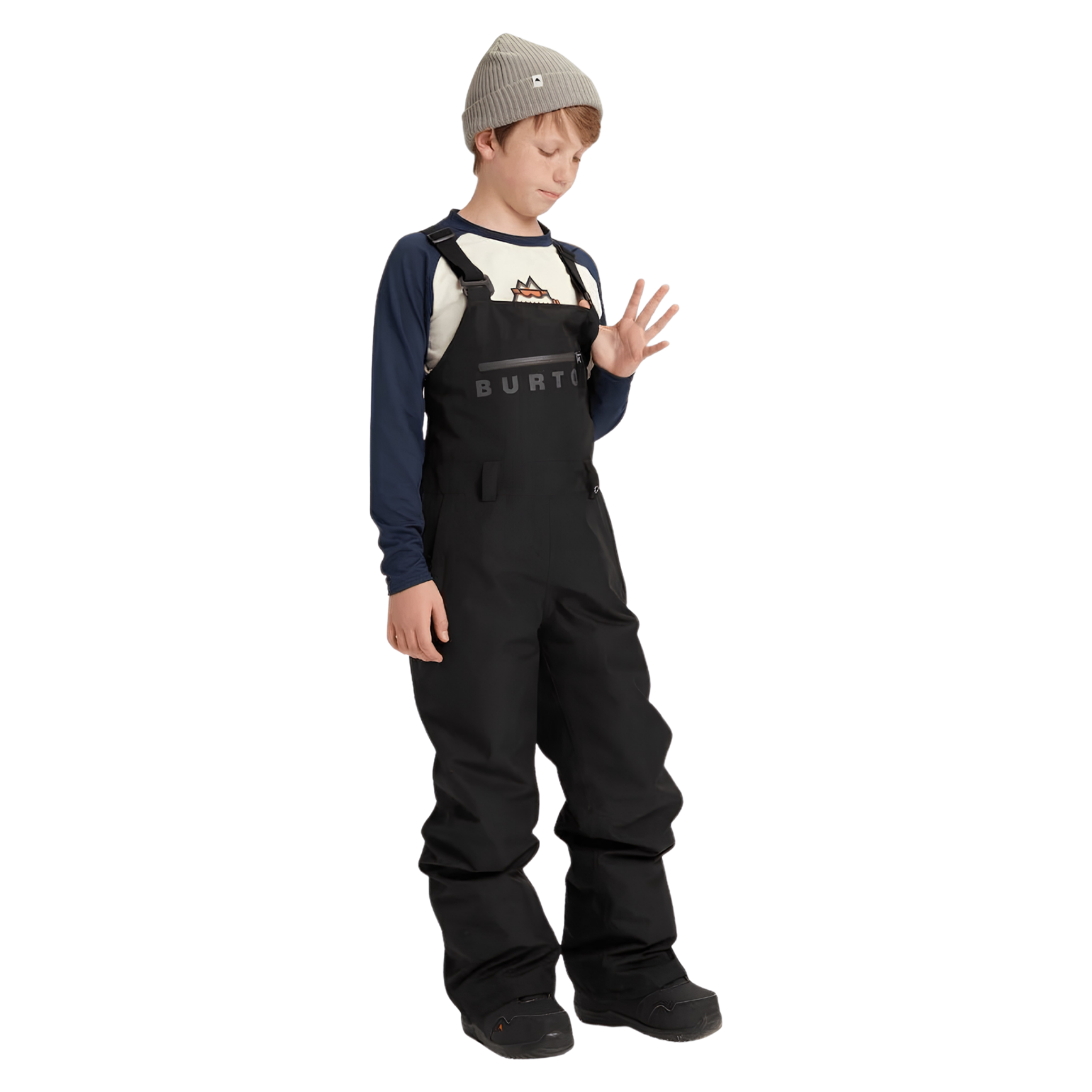Young snowboarder wearing Burton Stark GORE-TEX 2L Bib Pants for waterproof shell protection in Whistler