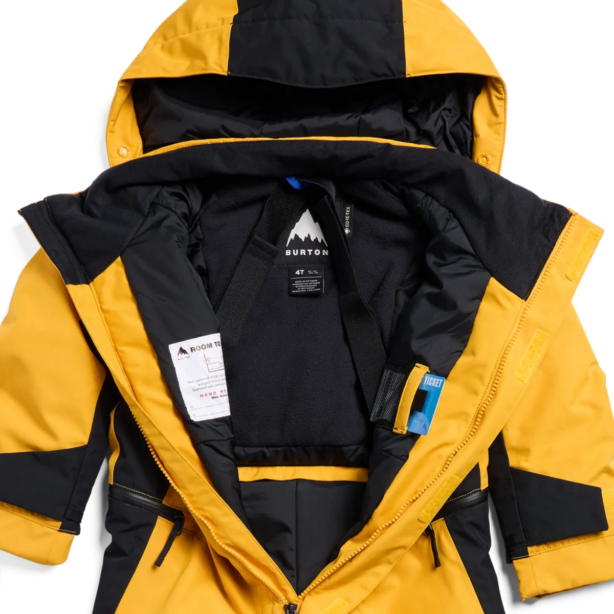 Burton Toddler GORE-TEX Outbeam One Piece in Goldenrod / True Black with low-bulk ThermacoreECO insulation containing 95% recycled polyester