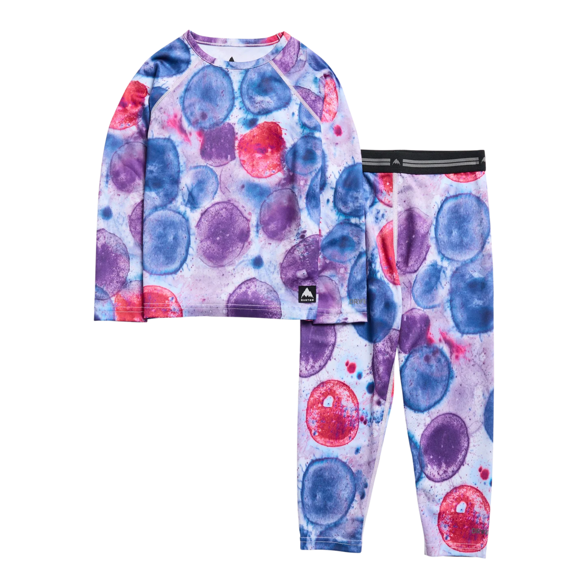 Burton Toddler Lightweight Baselayer Set in Bubbles design with breathable DRYRIDE Ultrawick top and pants, quick-drying stretch fabric and regular fit