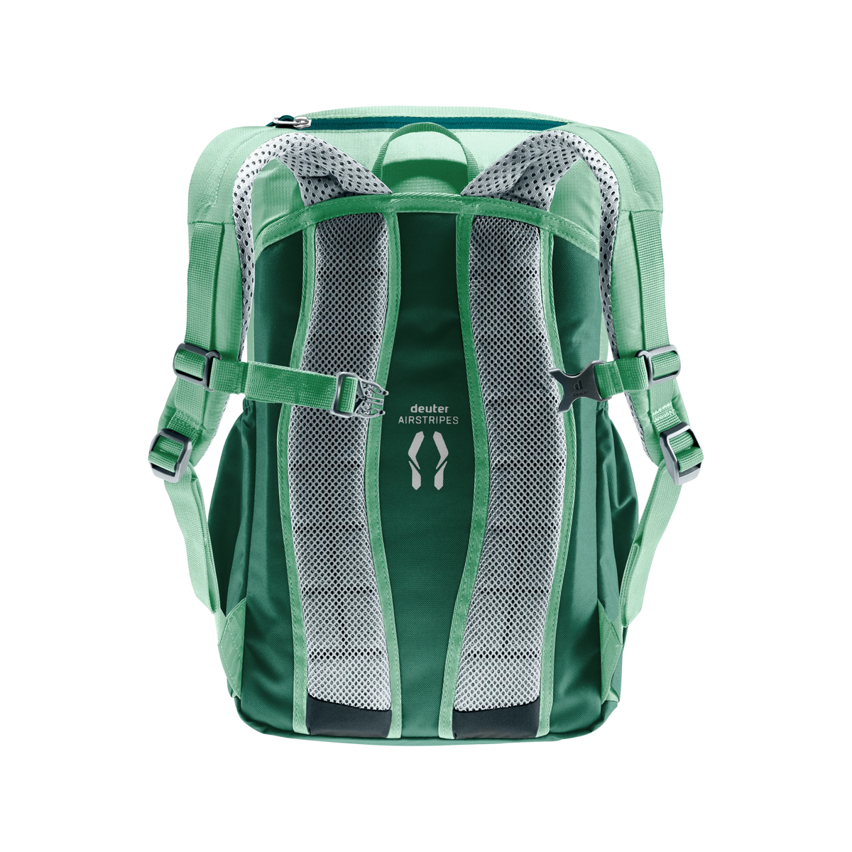 Deuter Junior 18L Backpack in Spearmint color with Airstripes back system designed to improve ventilation and carrying comfort during active use