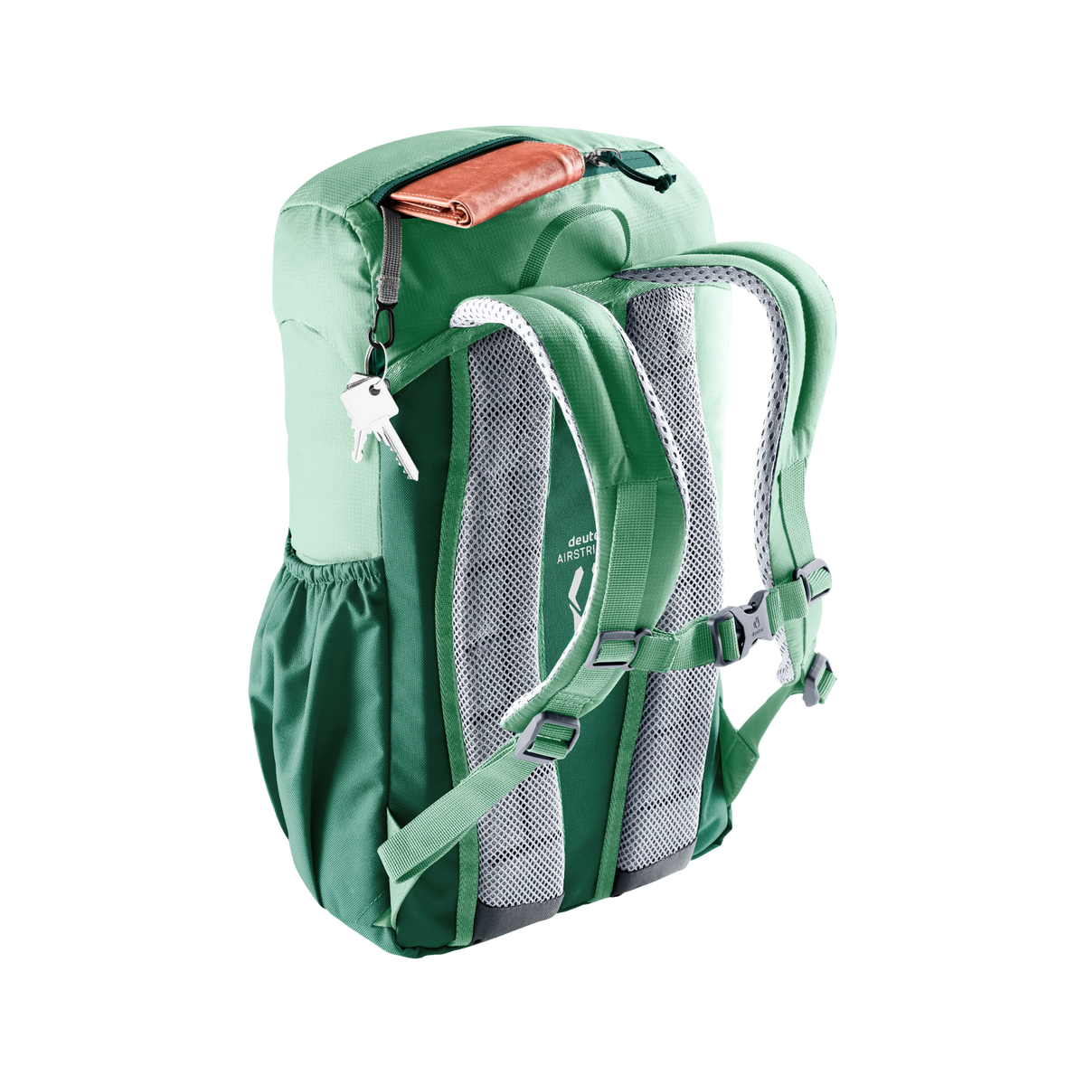 Deuter Junior 18L Backpack in Spearmint color with two-way adjustable sternum strap designed to keep the pack secure during active movement