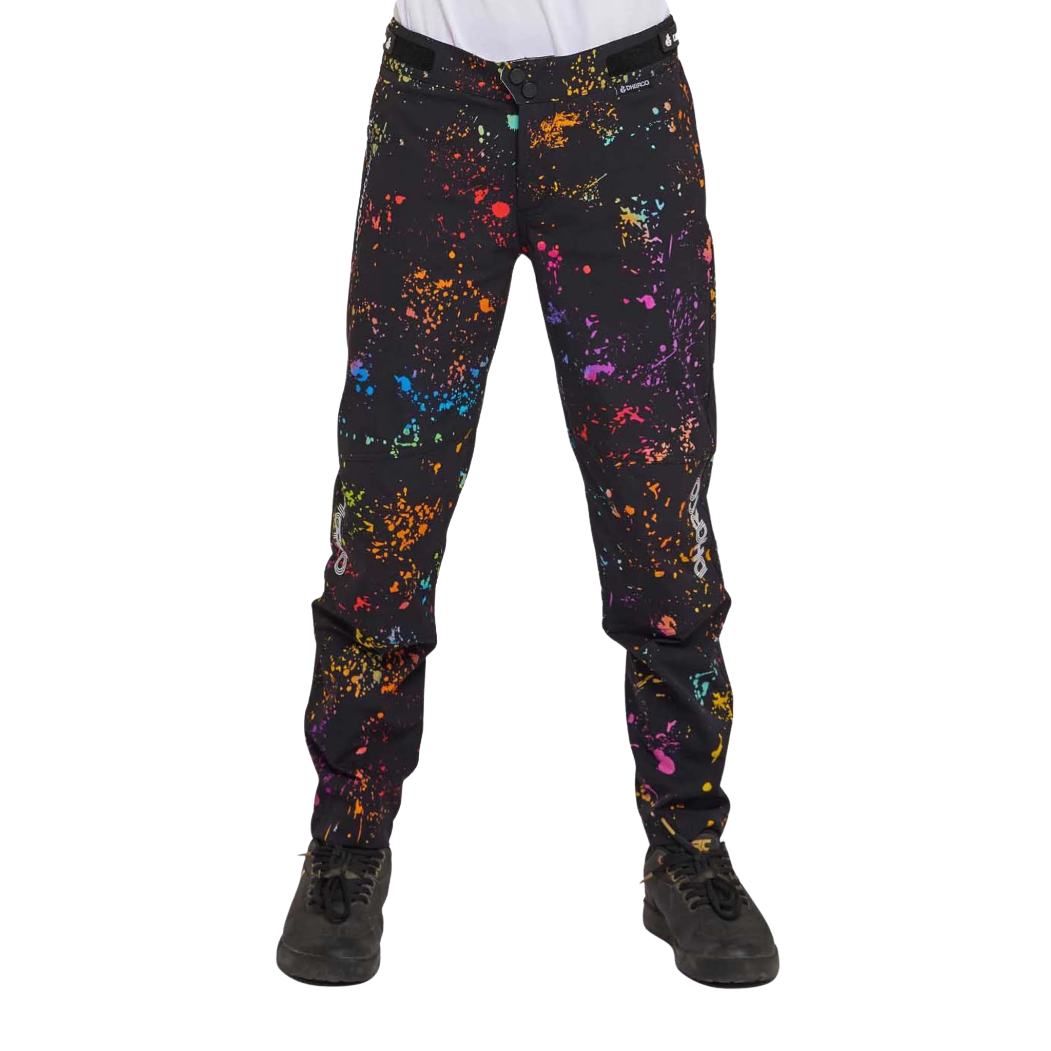 DHaRCO Youth Gravity Pants in Supernova design with 95% nylon 5% spandex, water-resistant 4-way stretch fabric and knee pad-compatible fit