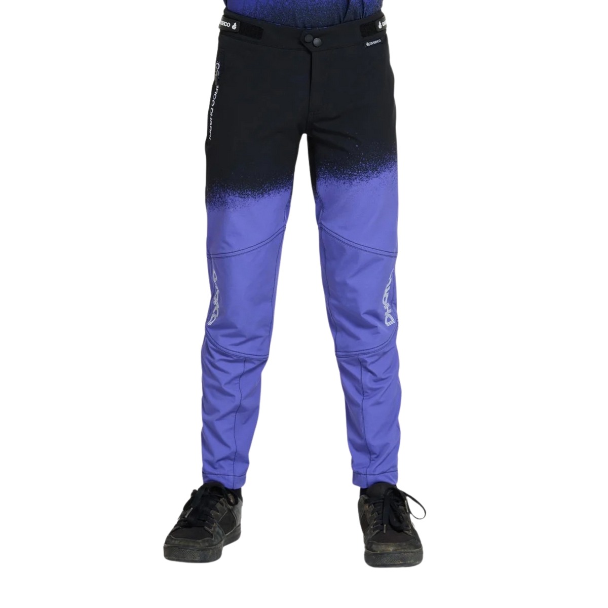 DHaRCO Youth Gravity Pants in Ultra Violet with 95% nylon 5% spandex, water-resistant 4-way stretch fabric and knee pad-compatible fit