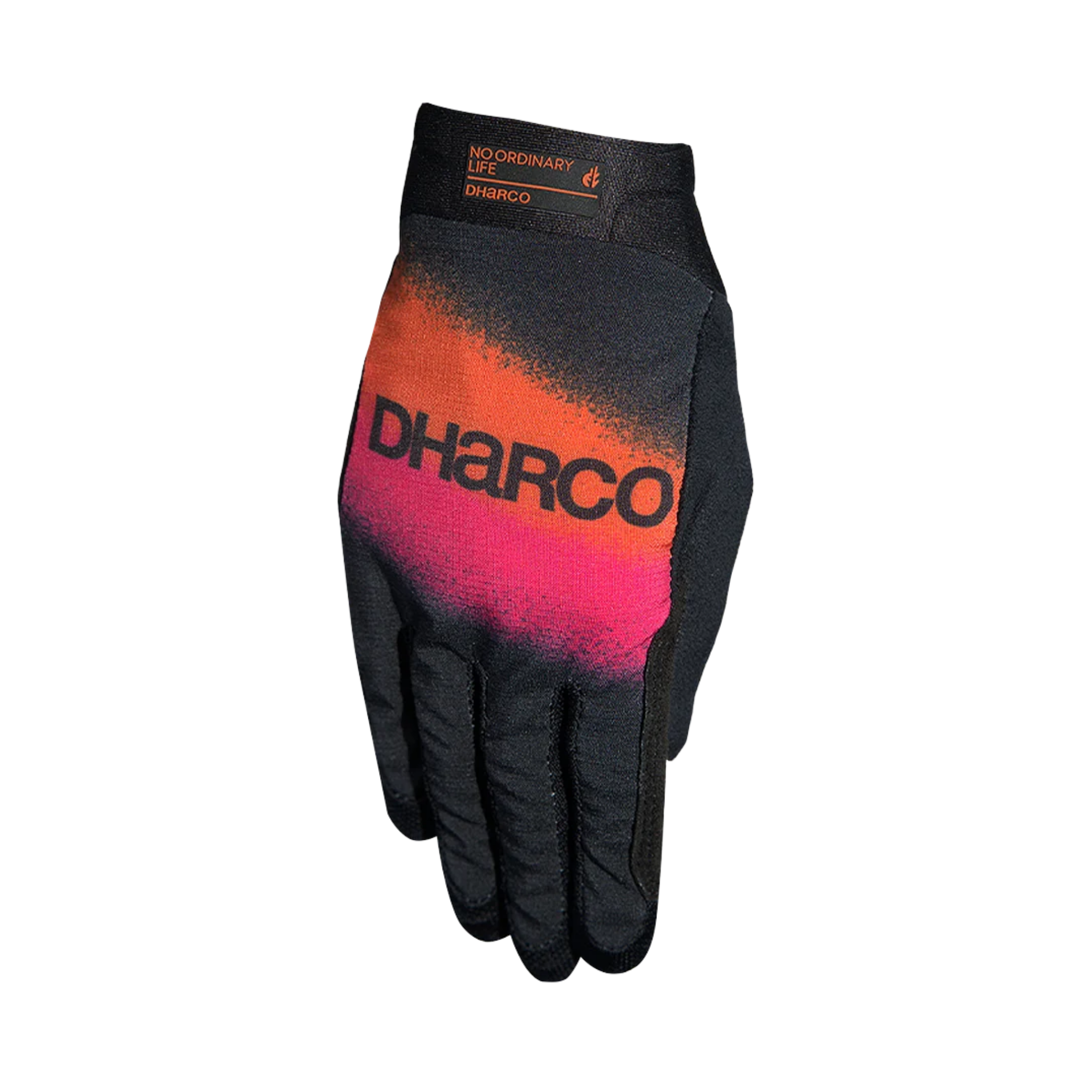 DHaRCO Youth Race Glove in Black Snake design with silicone palm grip, breathable mesh fabric, bonded seams and touchscreen compatibility
