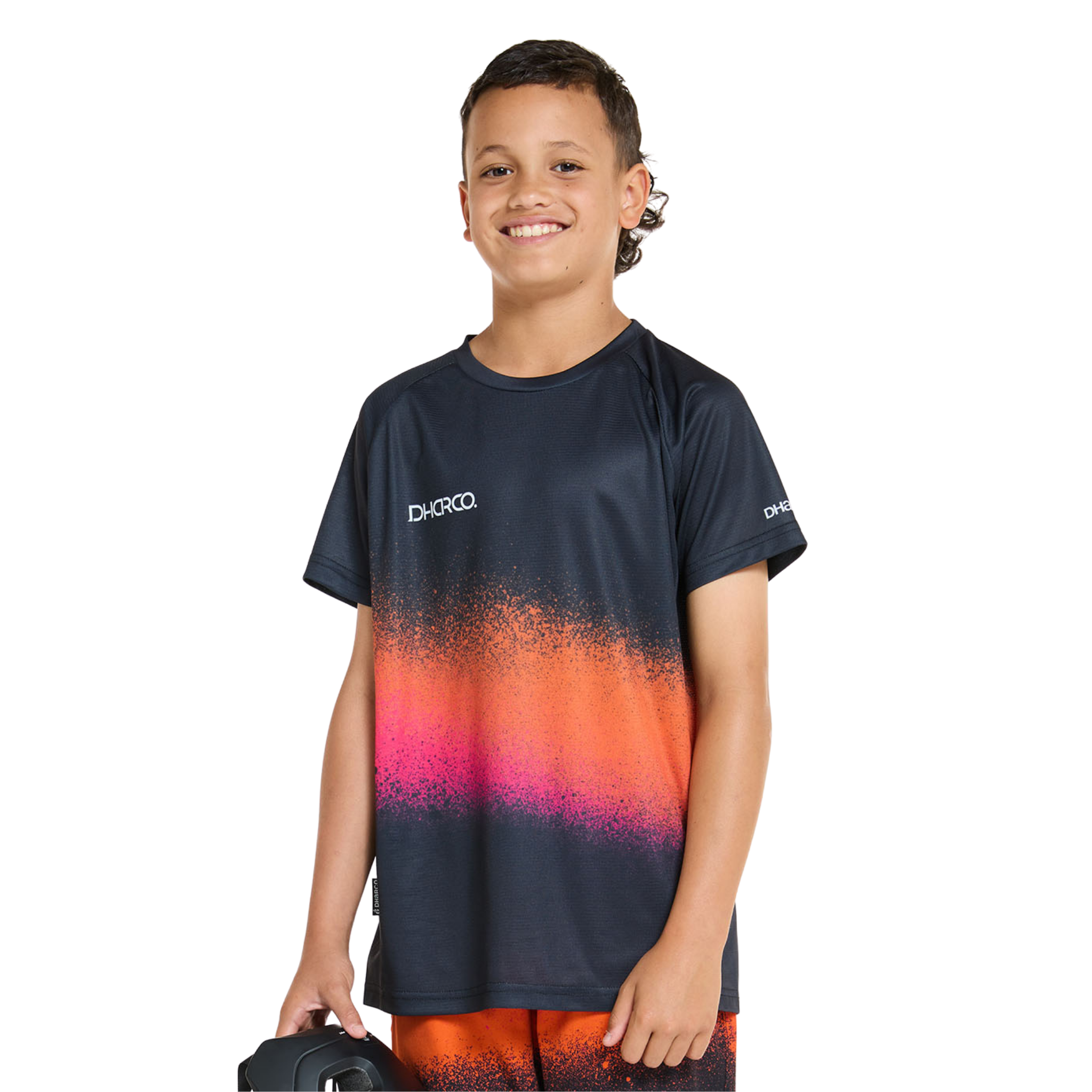 DHaRCO Youth Short Sleeve Jersey in Black Snake design with 100% recycled quick-dry fabric, mesh side panels and zip pocket