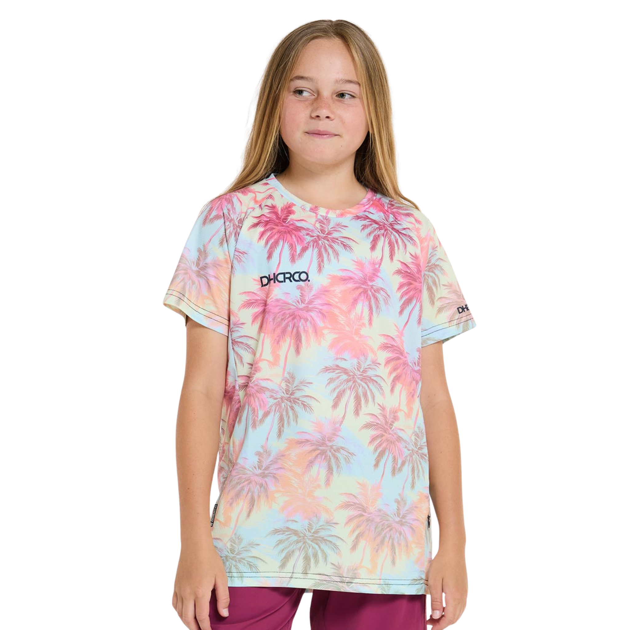DHaRCO Youth Short Sleeve Jersey in Highball design with 100% recycled quick-dry fabric, mesh side panels and zip pocket