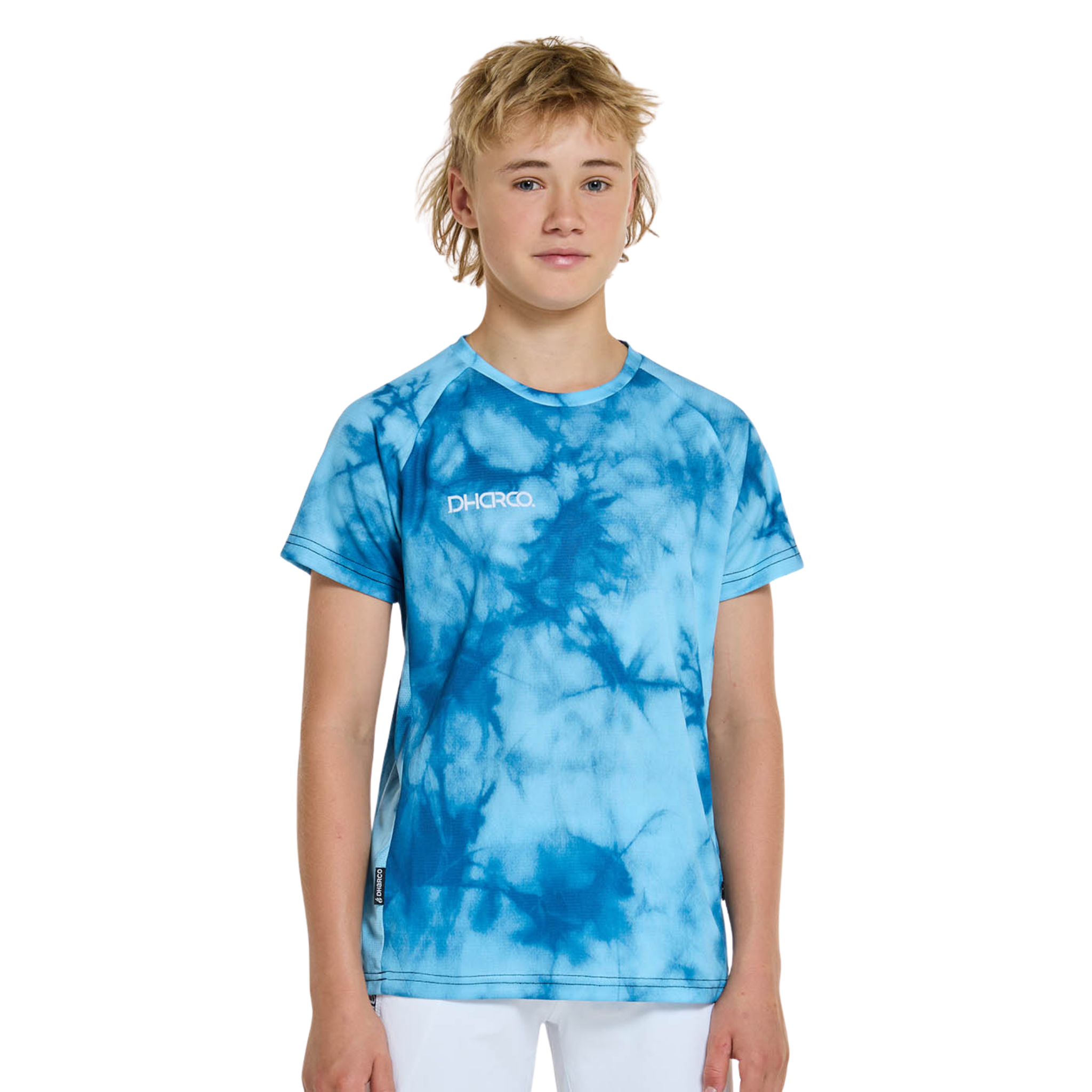 DHaRCO Youth Short Sleeve Jersey in Nevermind design with 100% recycled quick-dry fabric, mesh side panels and zip pocket
