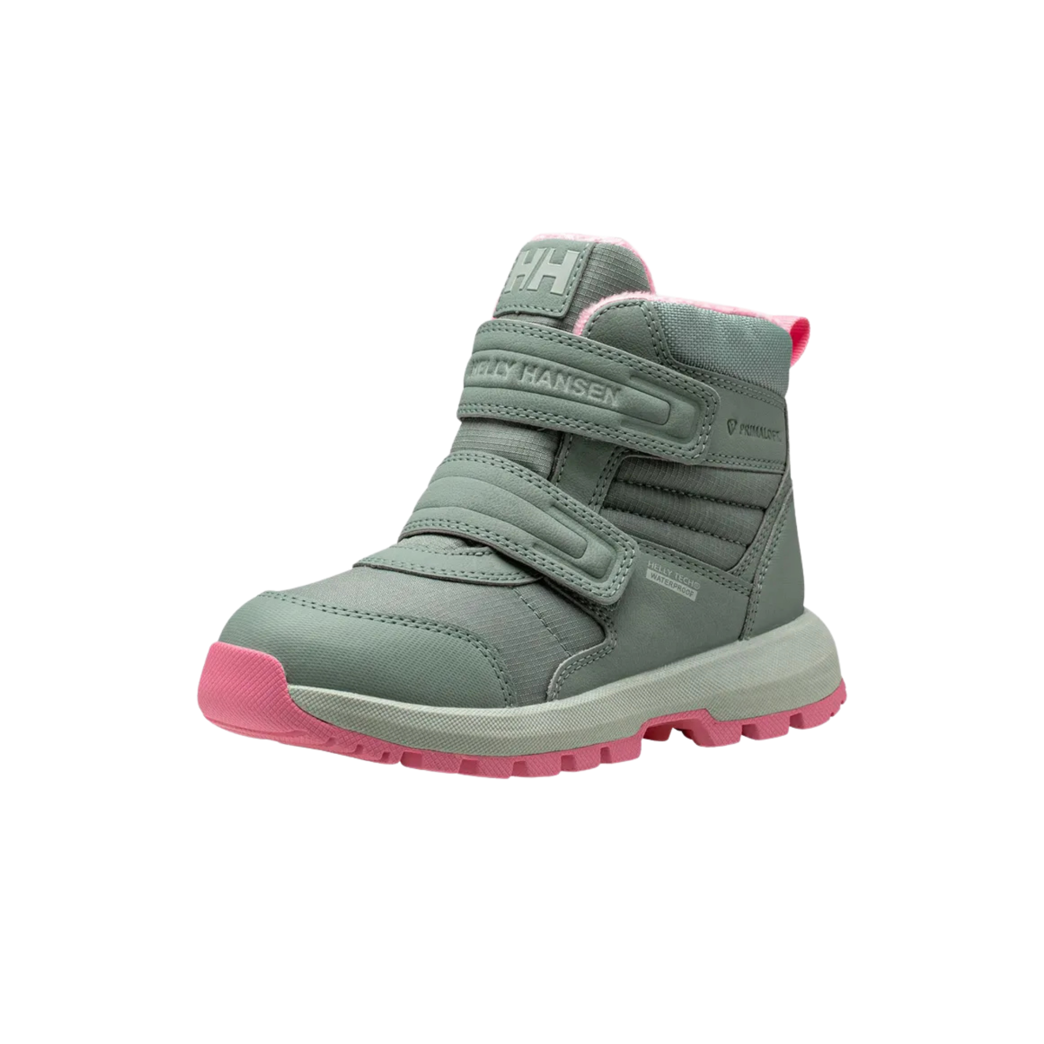 Front view of Helly Hansen Bowstring Winter Boot High Top in Cactus / Green Mist with 200g PrimaLoft insulation and VELCRO Brand closures