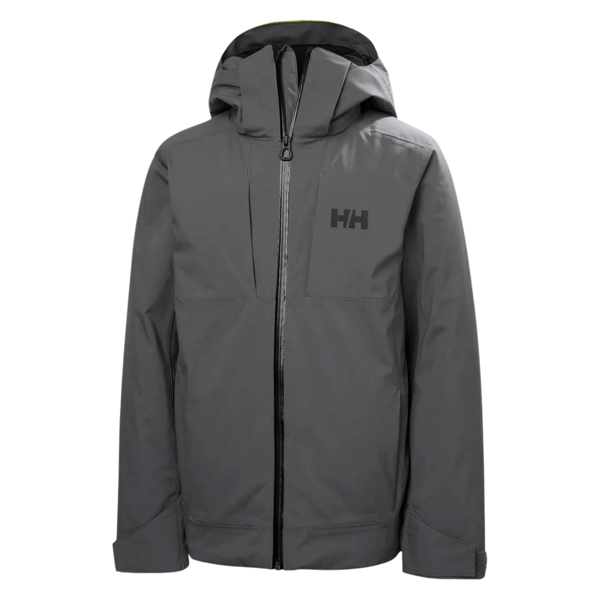 Helly Hansen Jr Alpha Ski Jacket in Thunder Grey with HELLY TECH Performance waterproof shell and PrimaLoft Black Eco insulation