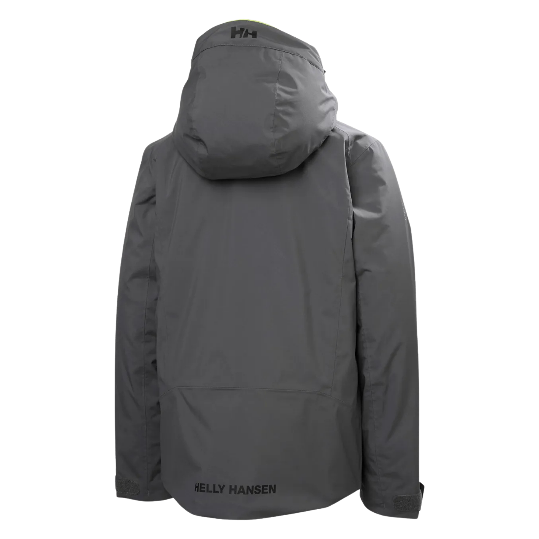 Rear view of Helly Hansen Jr Alpha Ski Jacket in Thunder Grey with lightweight PrimaLoft Black Eco insulation