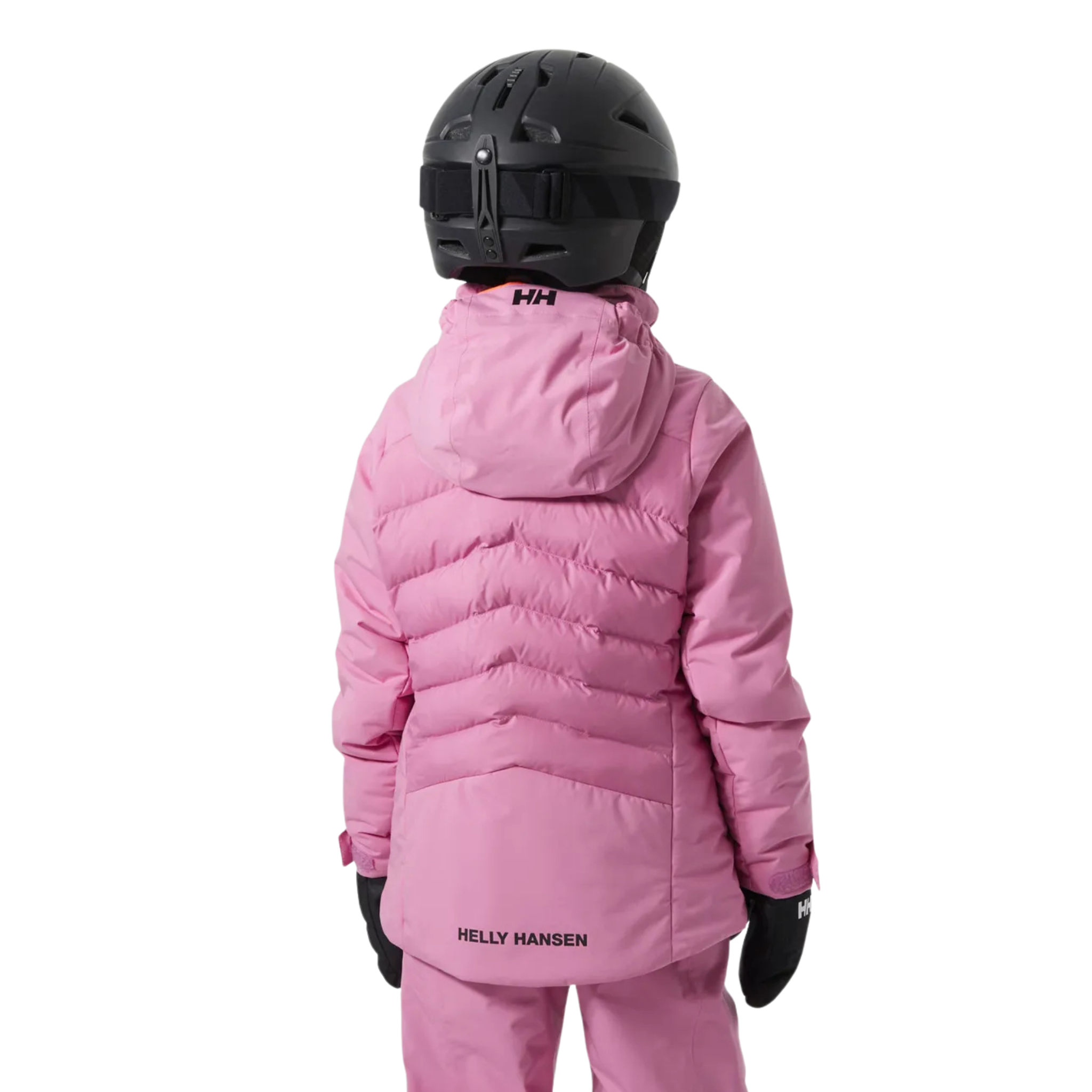 Rear view of Helly Hansen Jr Girl Astra Jacket with insulated 2-layer construction, adjustable hem and feminine ski fit