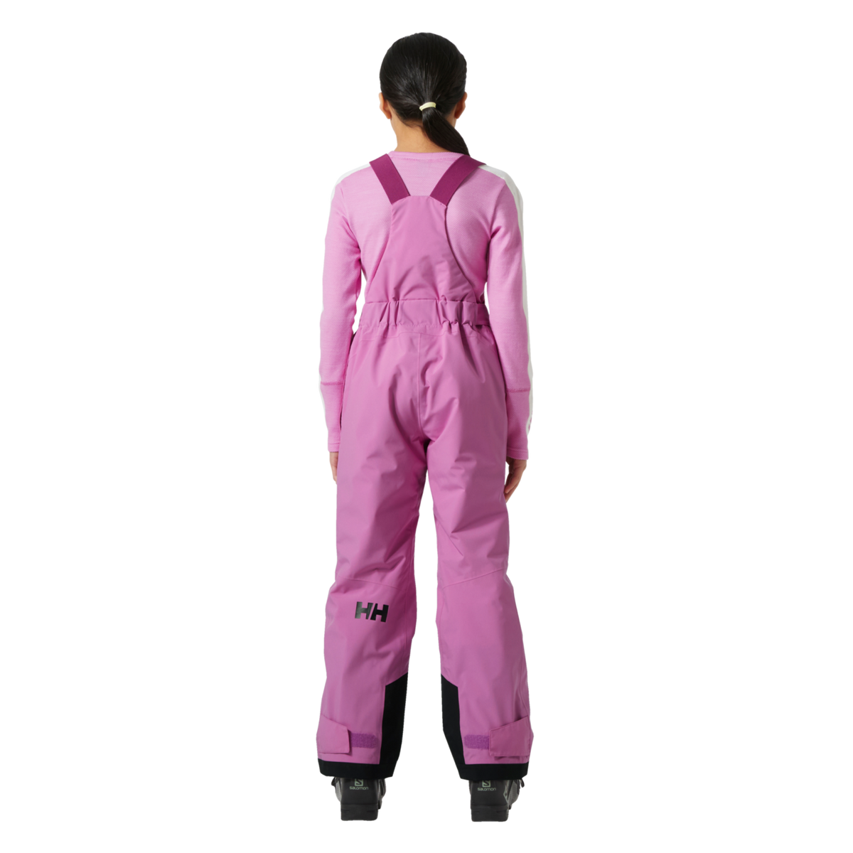Full Bib Rear View
Rear view of Helly Hansen Jr Stellar Bib Pants with adjustable suspenders, reinforced lower legs and insulated winter construction