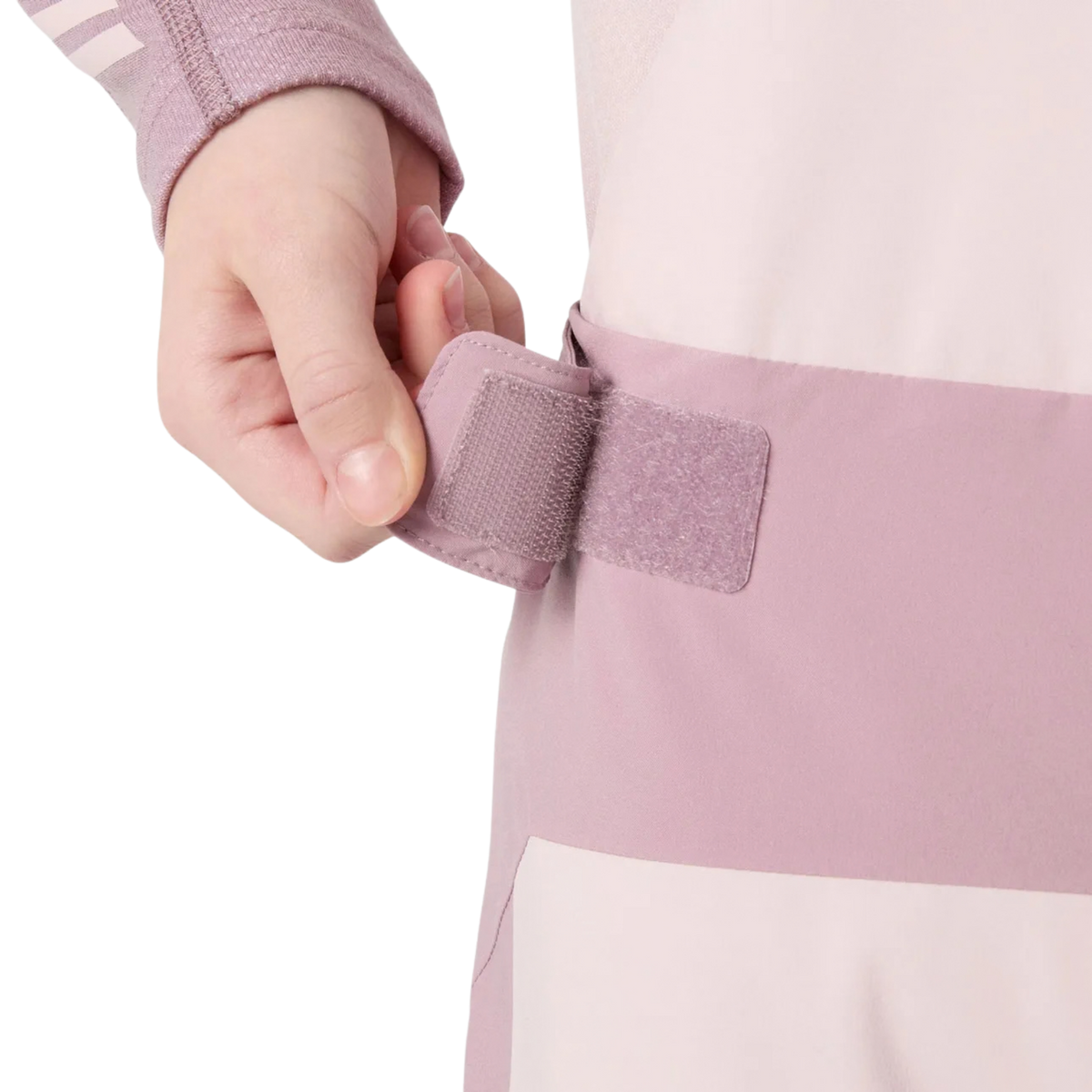 Helly Hansen Jr Stellar Bib Pants in Purple Clay with adjustable waist system designed to provide a comfortable fit for growing junior skiers