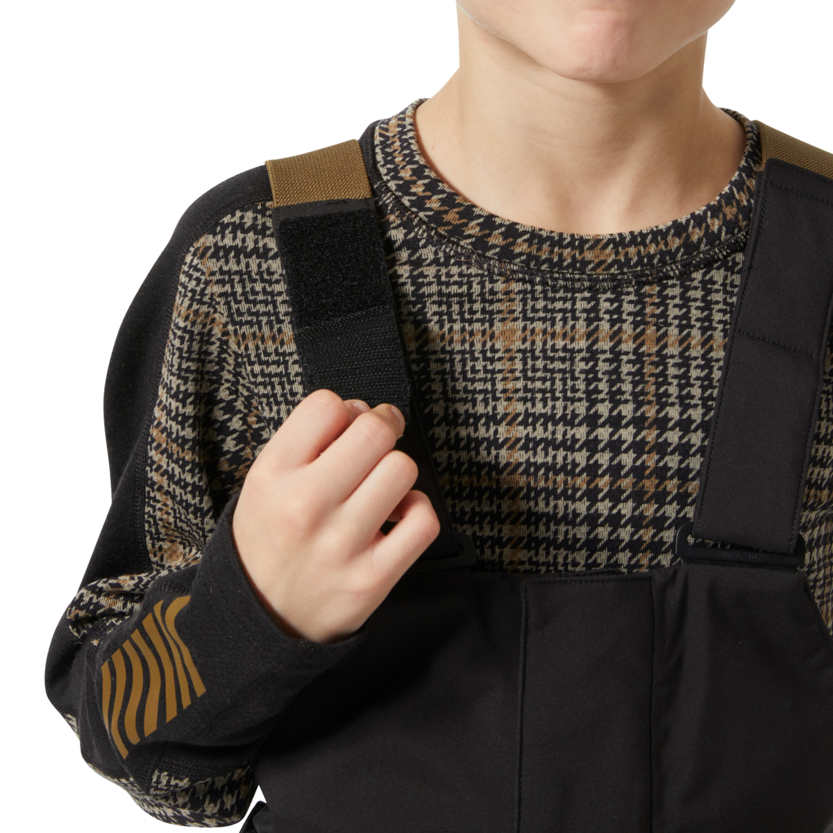 Helly Hansen Jr Summit 2.0 Bib Pants in Black with adjustable elastic suspenders for a secure customizable fit