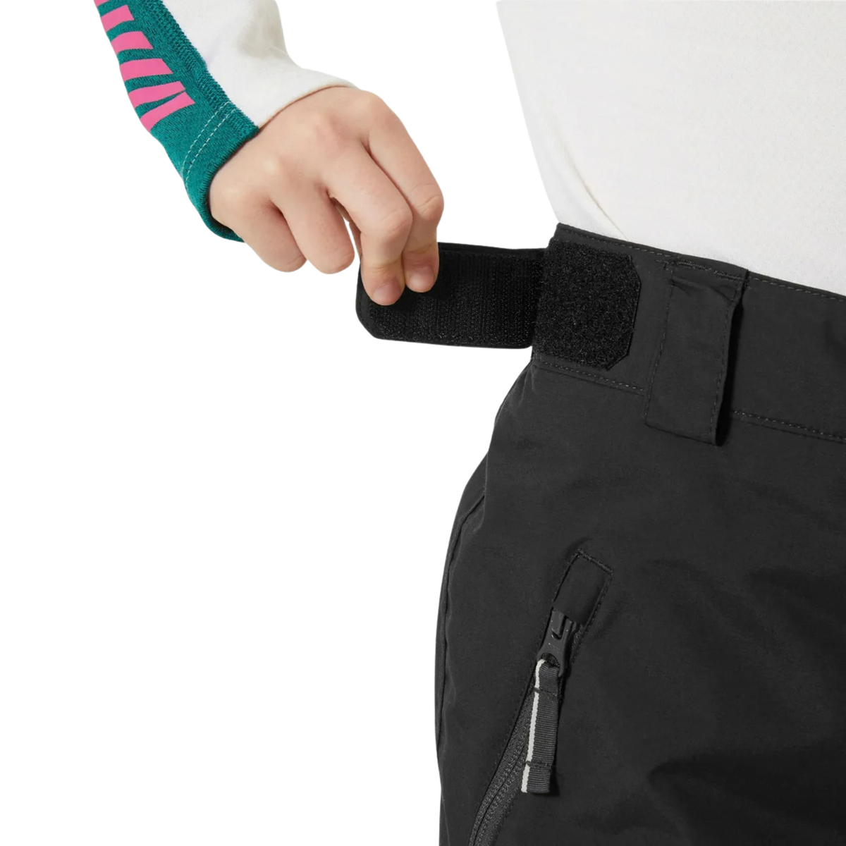Helly Hansen Junior Legendary Pants in Black with adjustable waistband and belt loops for a secure and comfortable ski pant fit