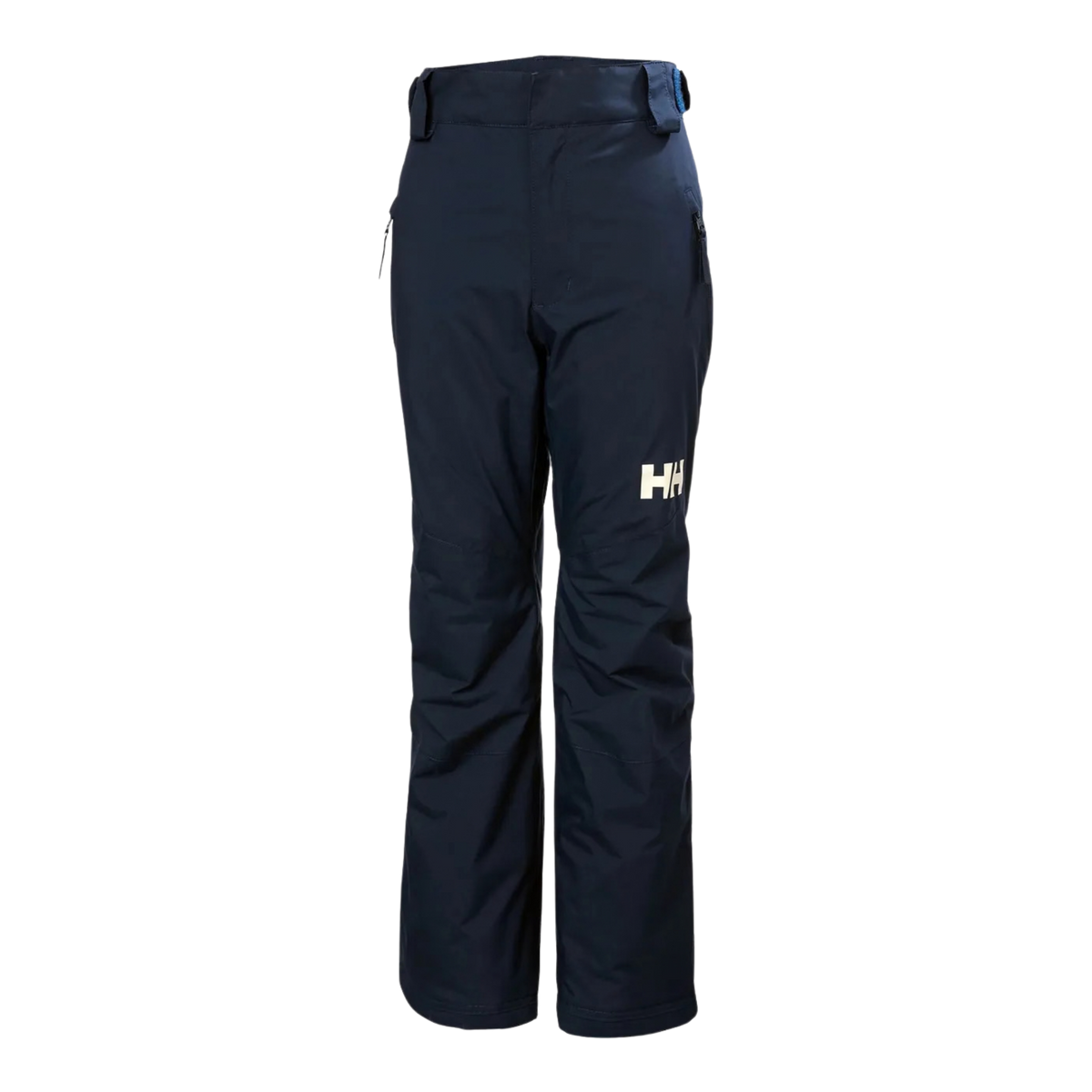Helly Hansen Junior Legendary Pants in Navy with waterproof HELLY TECH Performance, 100g PrimaLoft BLACK Eco insulation, RECCO reflector and boot gaiters
