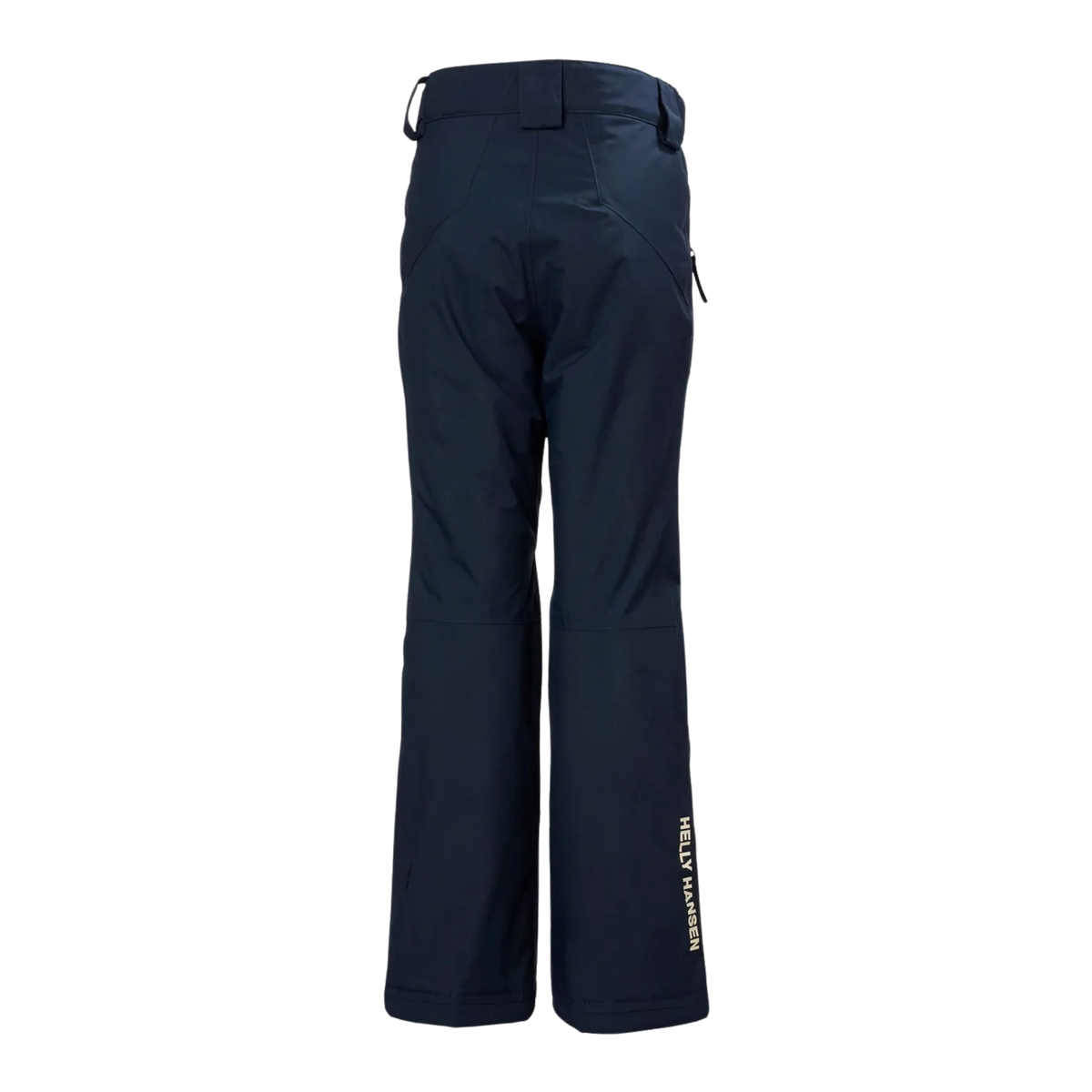 Rear view of Helly Hansen Junior Legendary Pants in Navy with insulated construction, articulated fit and reinforced lower hems