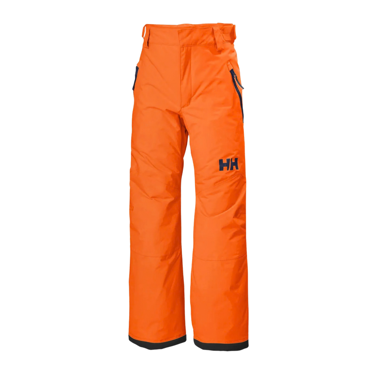 Helly Hansen Junior Legendary Pants in Neon Orange with waterproof HELLY TECH Performance, 100g PrimaLoft BLACK Eco insulation, RECCO reflector and boot gaiters