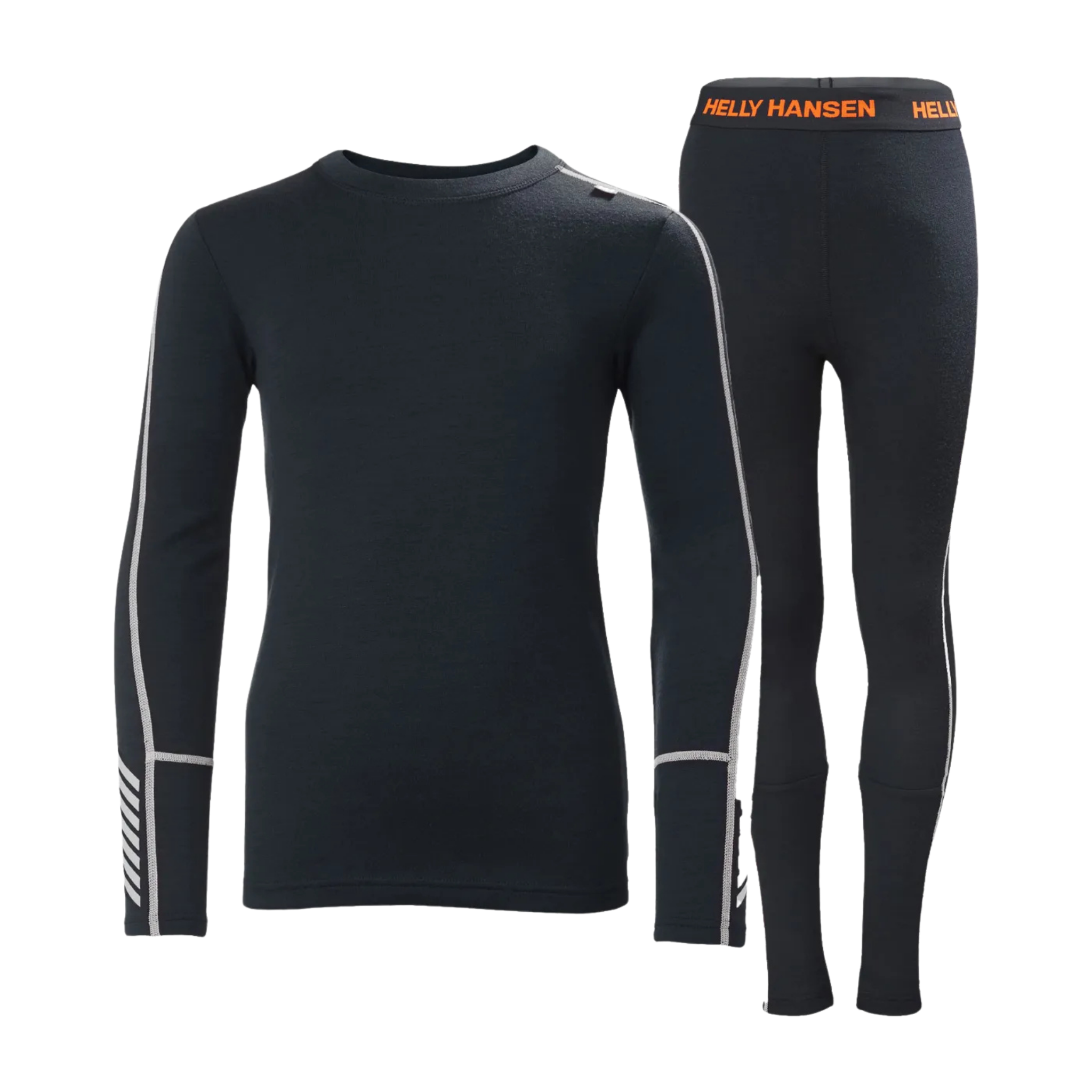 Helly Hansen Junior Lifa Merino Midweight Set in Navy with 2-layer LIFA moisture-wicking technology, warm Merino wool and flatlock seams