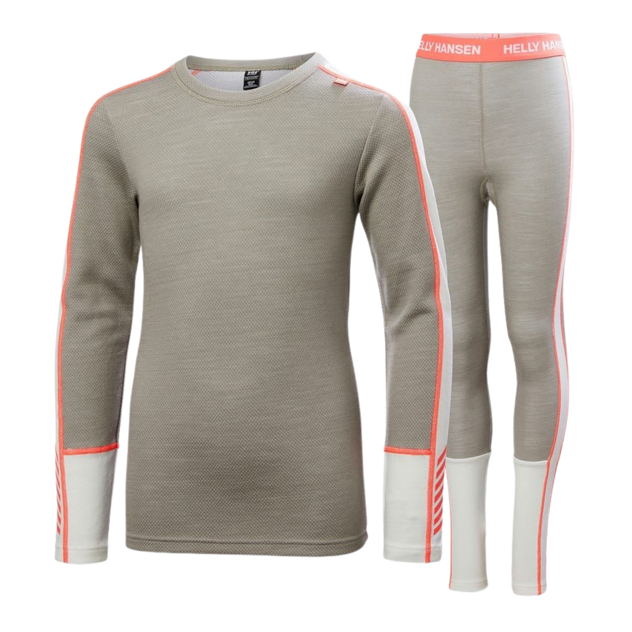 Helly Hansen Junior Lifa Merino Midweight Set in Terrazzo with 2-layer LIFA moisture-wicking technology, warm Merino wool and flatlock seams