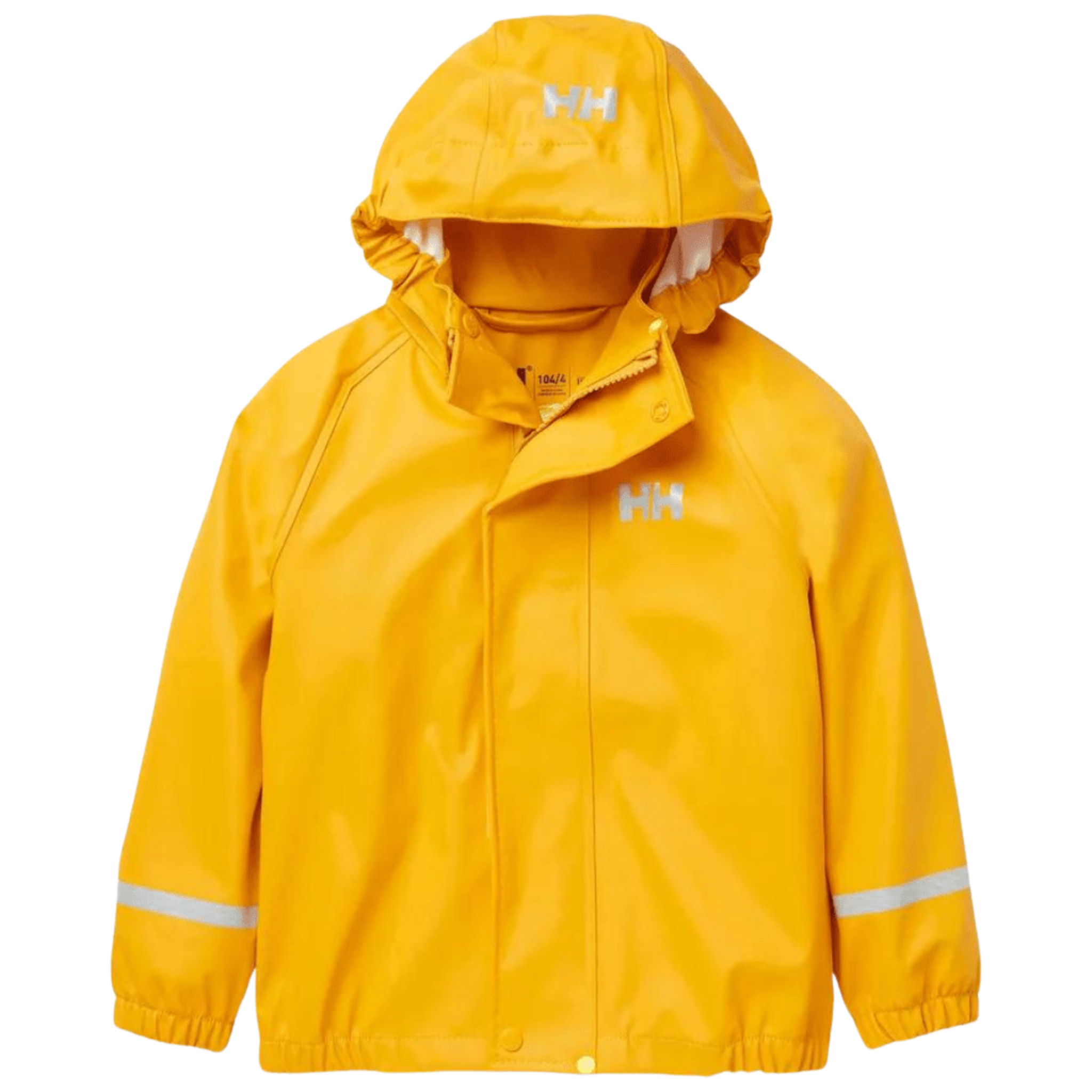 Helly Hansen Kids Bergen 2.0 Rain Jacket in Essential Yellow with HELOX+ waterproof fabric, welded seams and YKK zipper