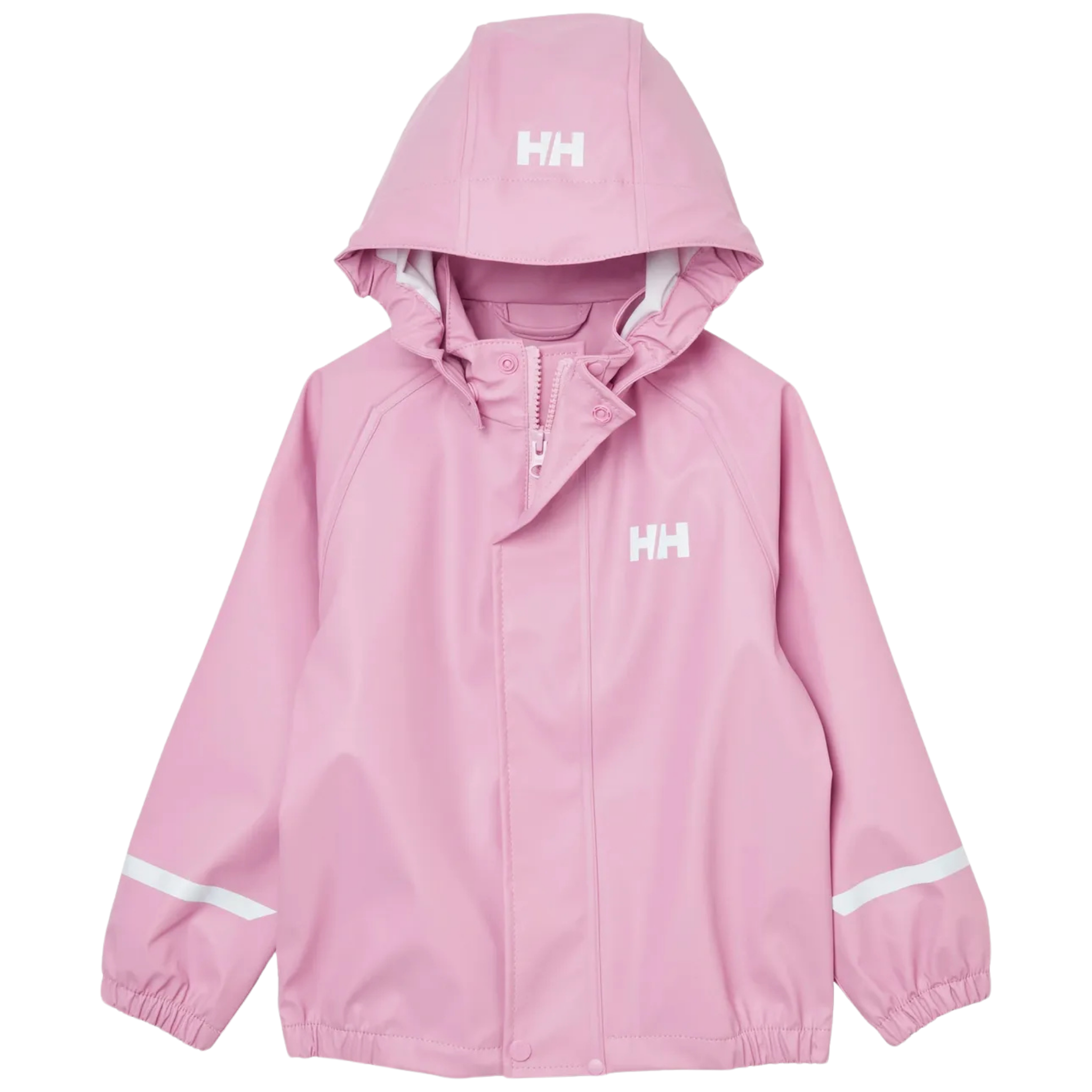 Helly Hansen Kids Bergen 2.0 Rain Jacket in Meta Pink with HELOX+ waterproof fabric, welded seams and YKK zipper