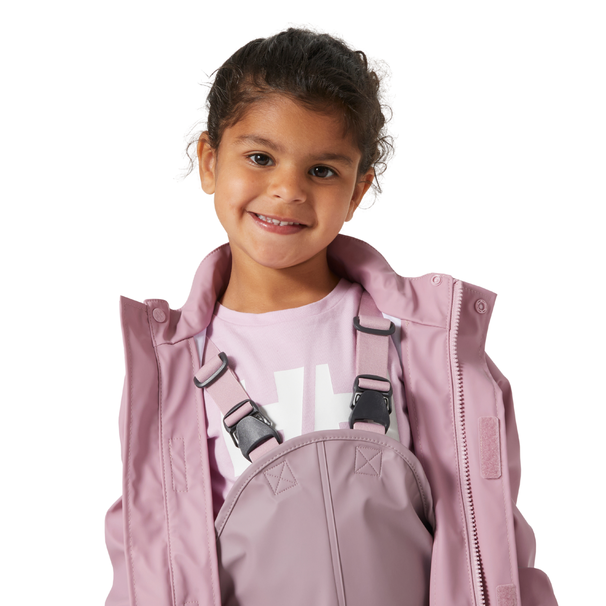 Helly Hansen Kids Bergen 2.0 Rain Bib Pants with adjustable elastic suspenders for a secure customizable fit