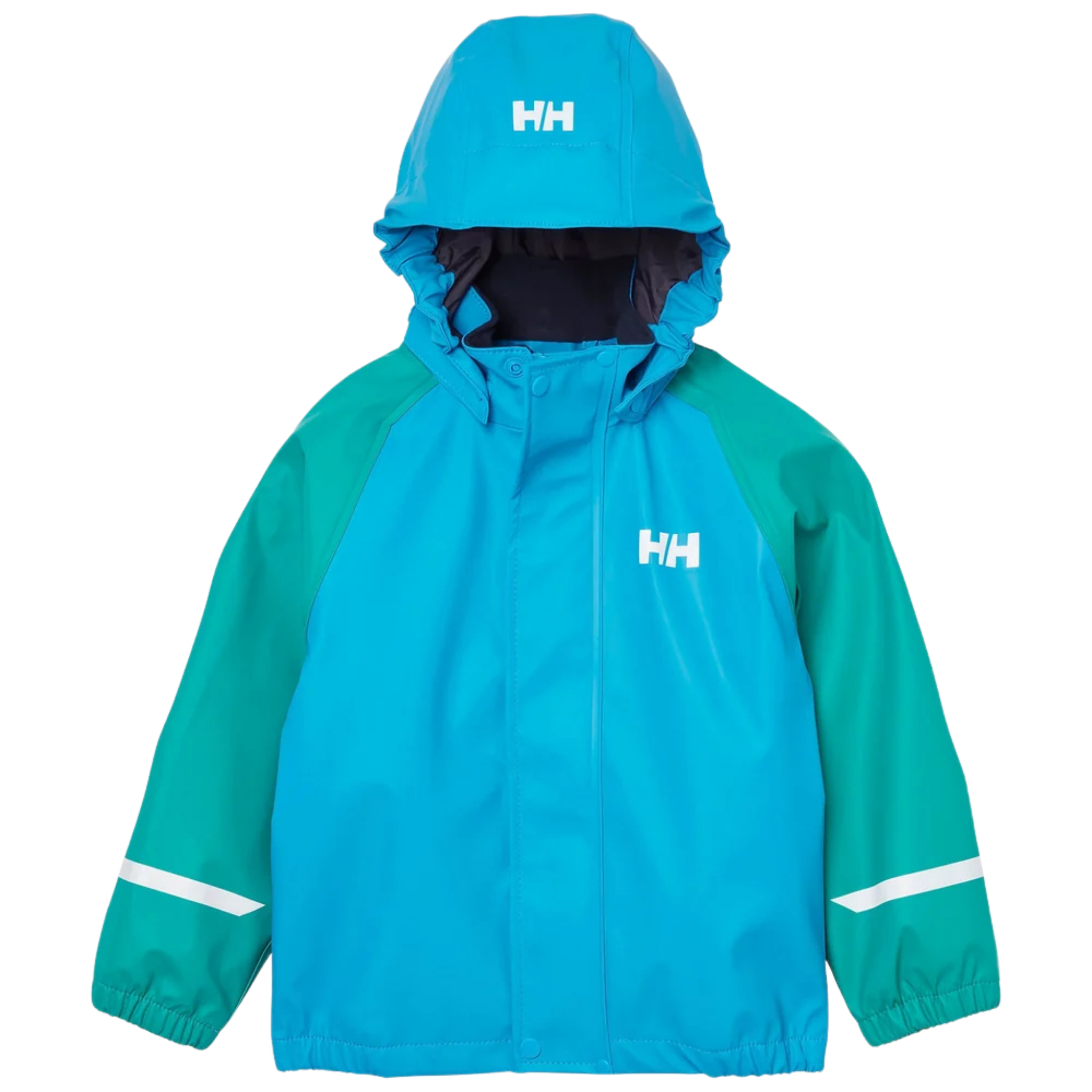 Helly Hansen Kids Bergen 2.0 Rain Jacket in Singal Green with HELOX+ waterproof fabric, welded seams and YKK zipper