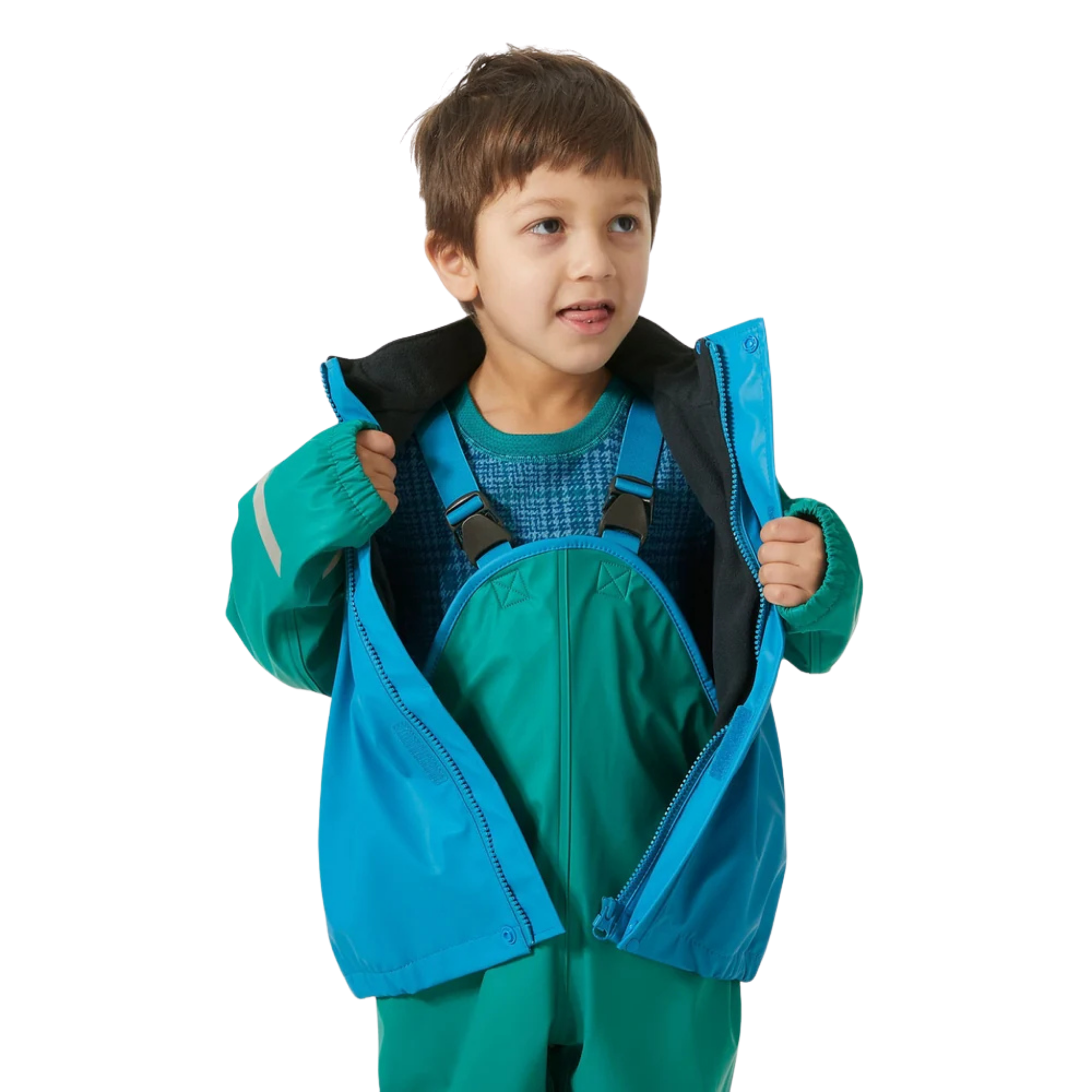 Helly Hansen Kids Bergen 2.0 Rain Bib Pants with adjustable elastic suspenders for a secure customizable fit
