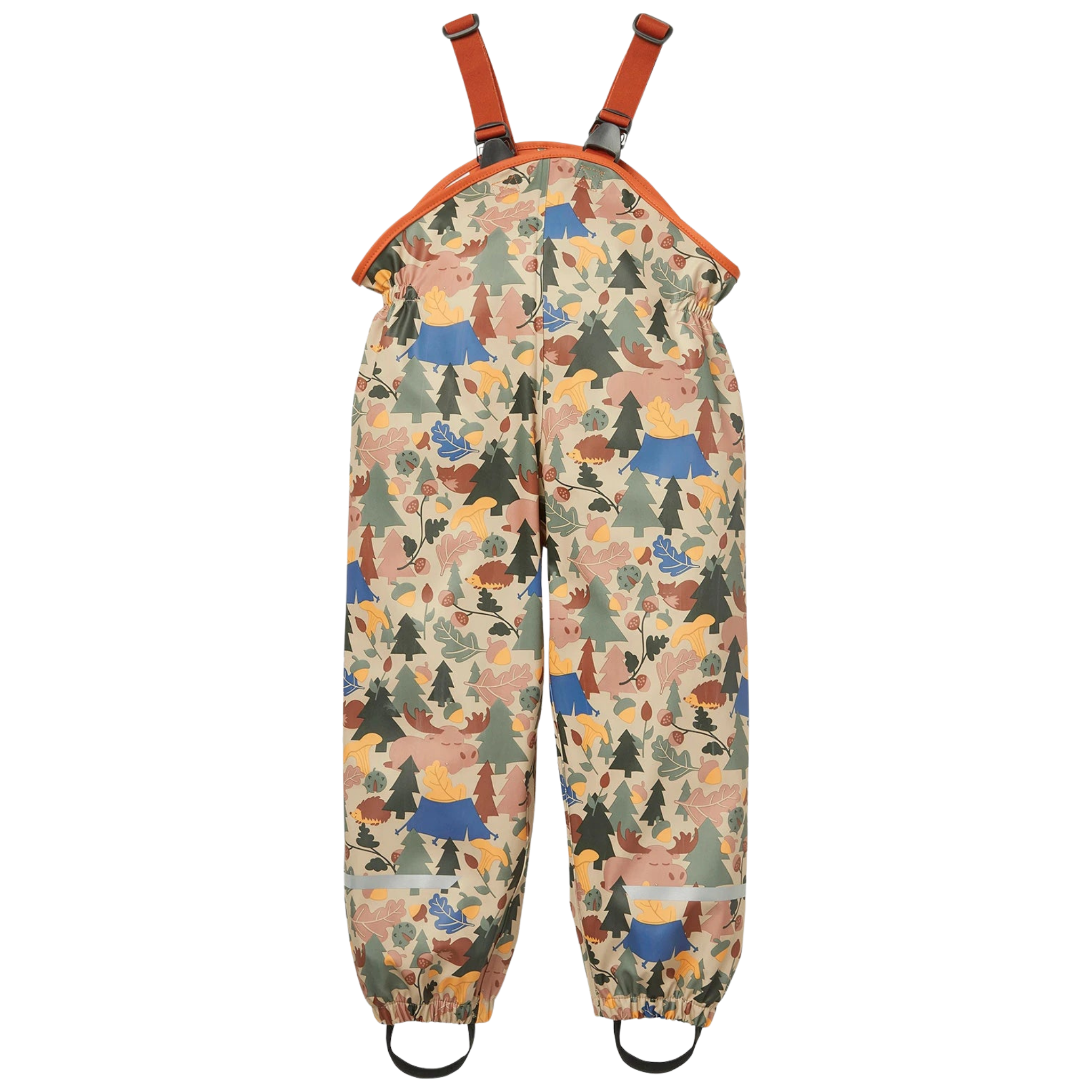 Helly Hansen Kids Bergen 2.0 Rain Bib Pants in Terracotta with adjustable elastic suspenders, elastic waist and waterproof HELOX+ fabric