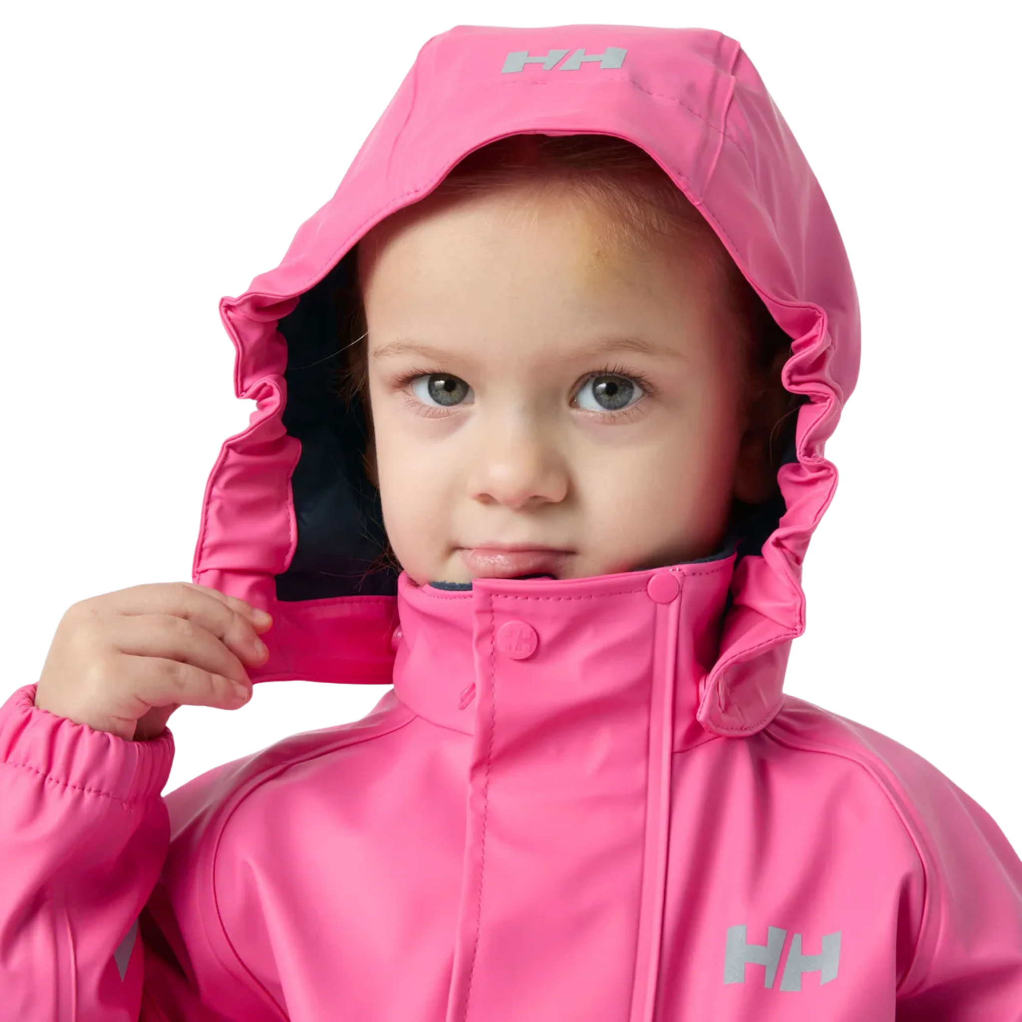 Helly Hansen Kids Bergen Fleece-Lined Rain Set 2.0 in Cranberry with detachable hood, fleece lining and waterproof HELOX+ protection