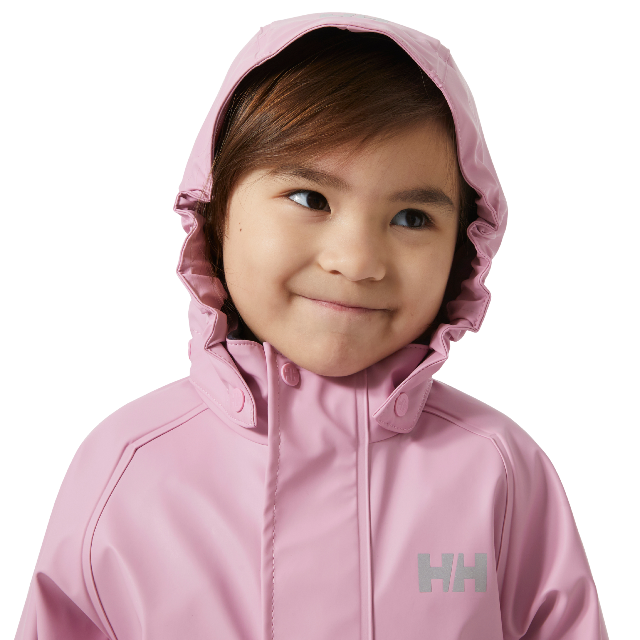 Helly Hansen Kids Bergen Fleece-Lined Rain Set 2.0 in Meta Pink with detachable hood, fleece lining and waterproof HELOX+ protection