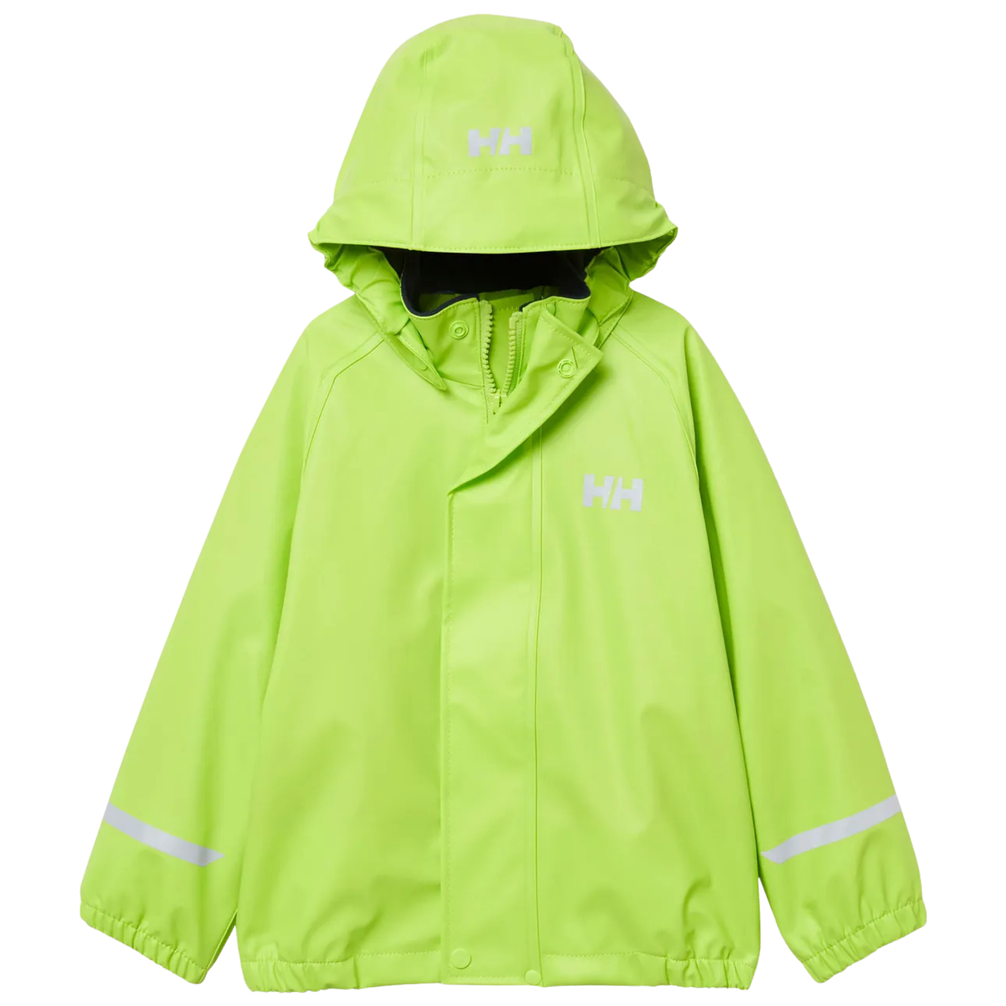 Helly Hansen Kids Bergen Fleece-Lined Rain Jacket in Thunder Grey with HELOX+ waterproof technology, welded seams and warm fleece lining