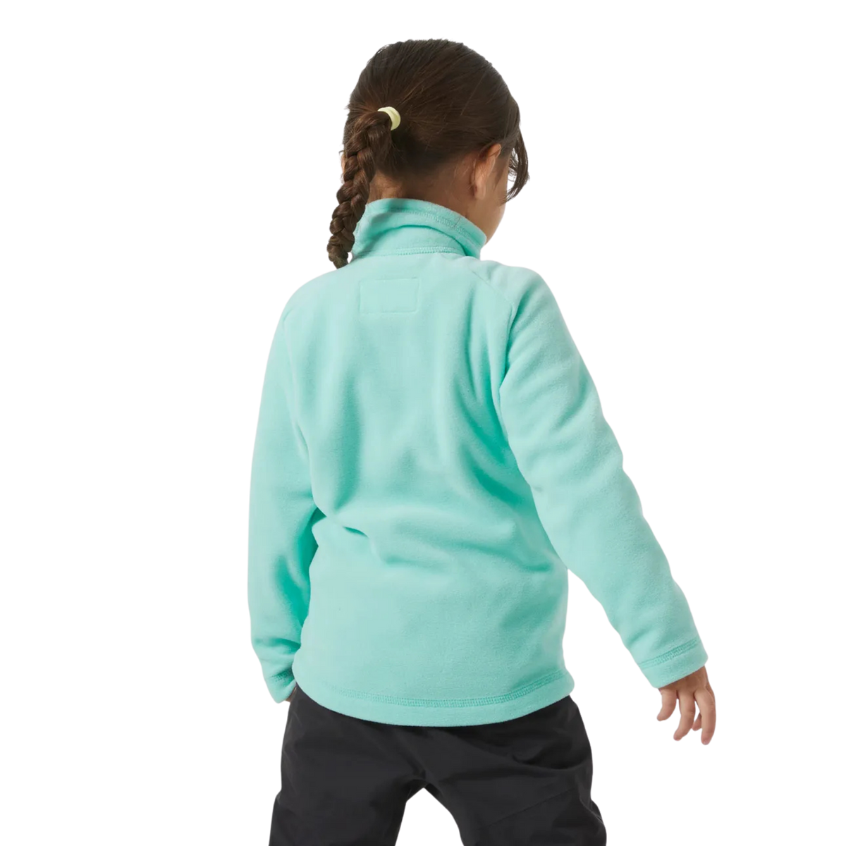 Rear view of Helly Hansen Kids Daybreaker 2.0 Jacket with lightweight microfleece construction and raglan sleeves