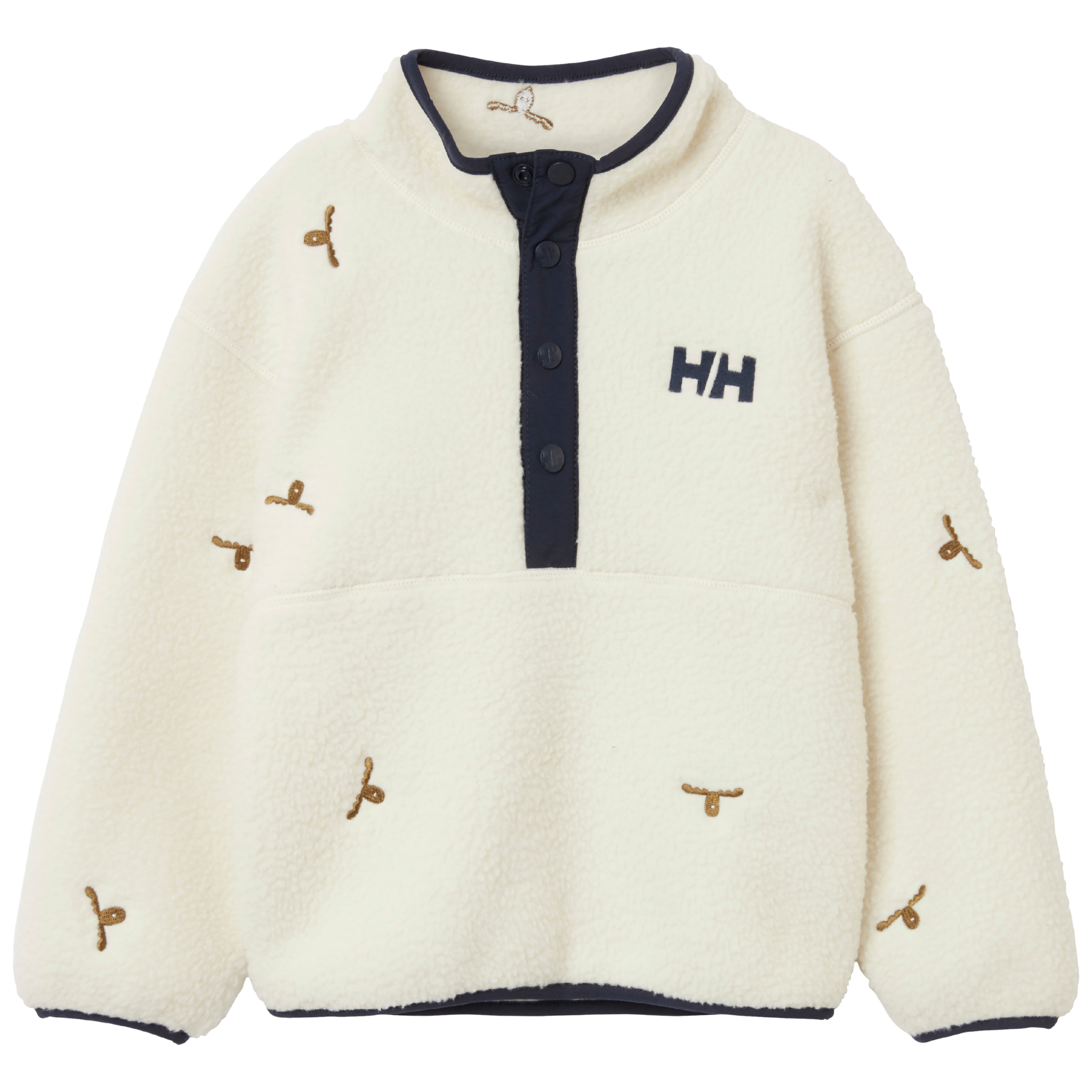 Helly Hansen Kids Frosty Fleece Sweater in Cream with soft breathable pile fleece, recycled content and buttoned front placket