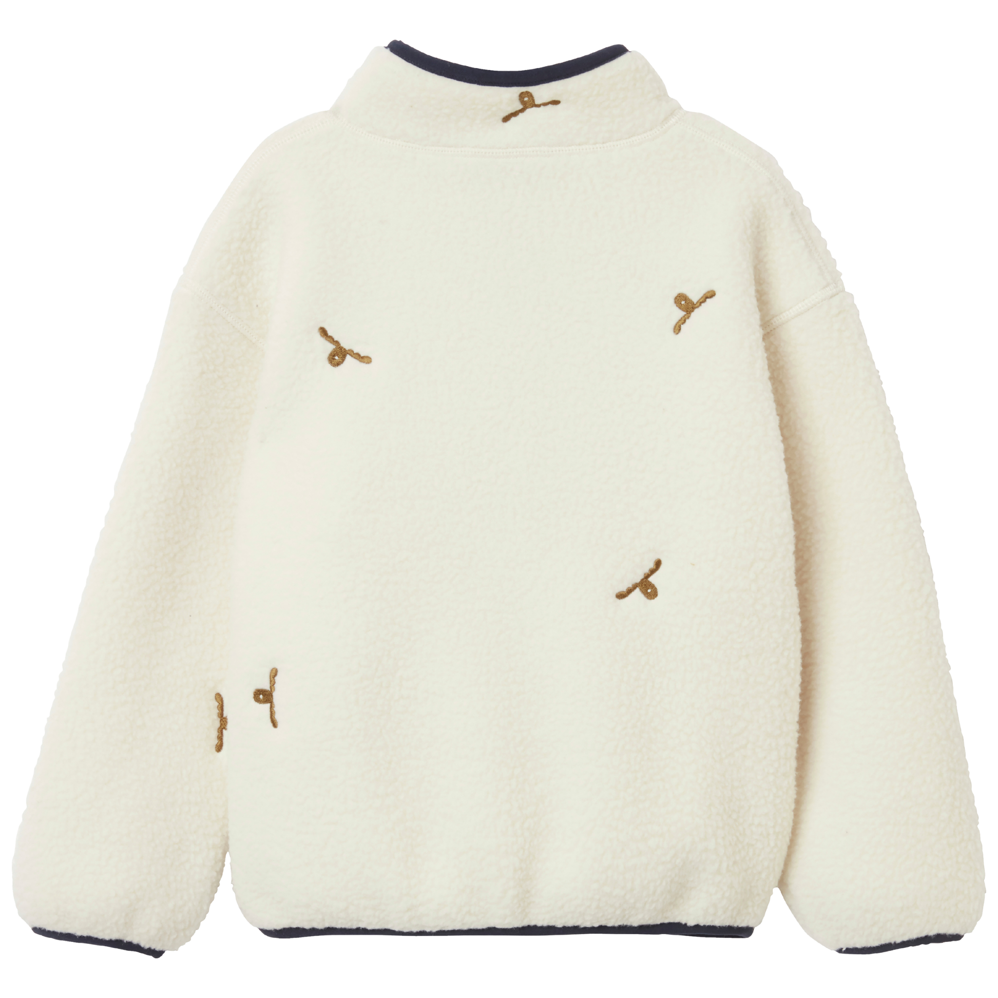 Rear view of Helly Hansen Kids Frosty Fleece Sweater in Cream with soft pile fleece, all-over print and comfortable everyday fit