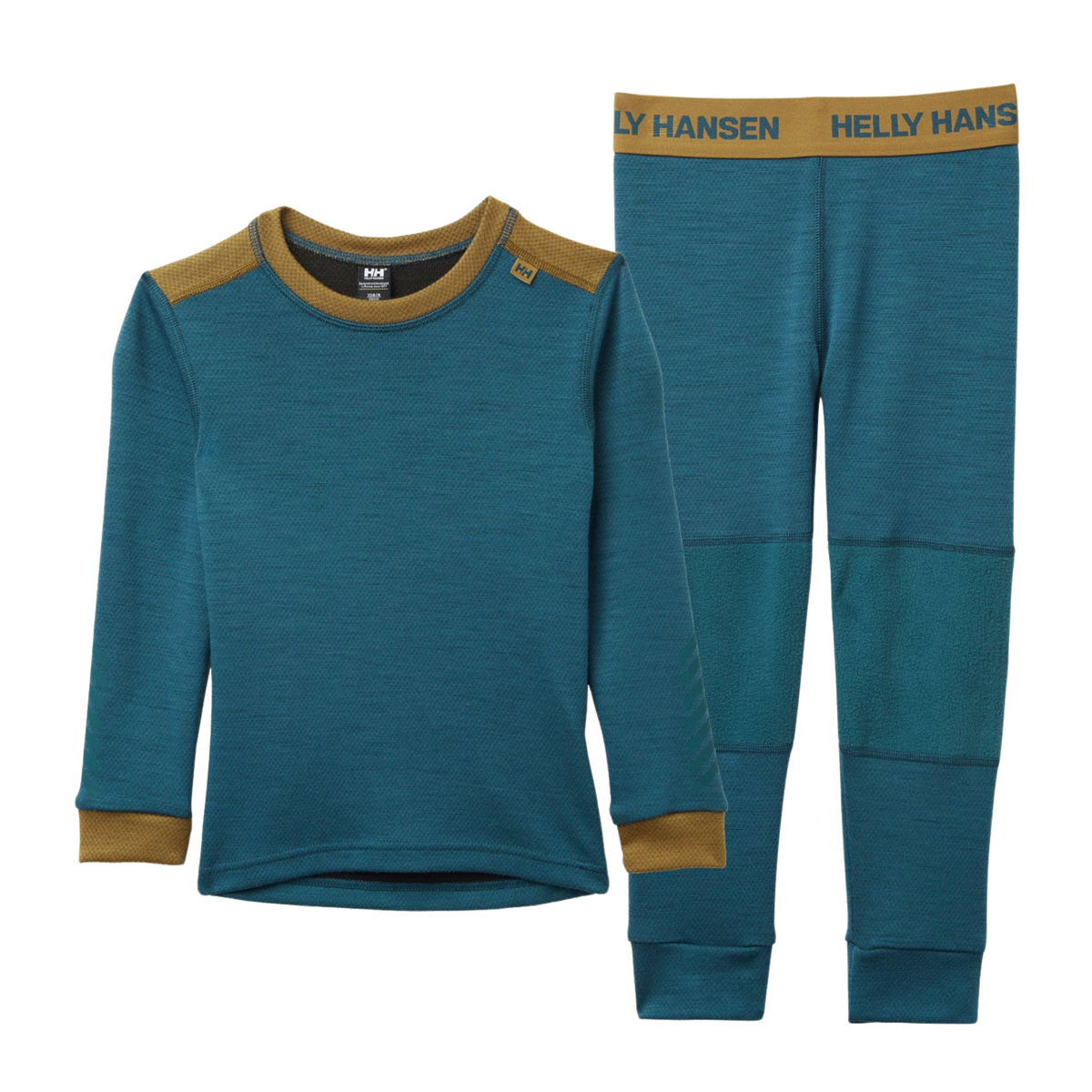 Helly Hansen Kids Lifa Merino Set in Dark Creek color with warm Merino wool, LIFA moisture management and flatlock seams for winter layering