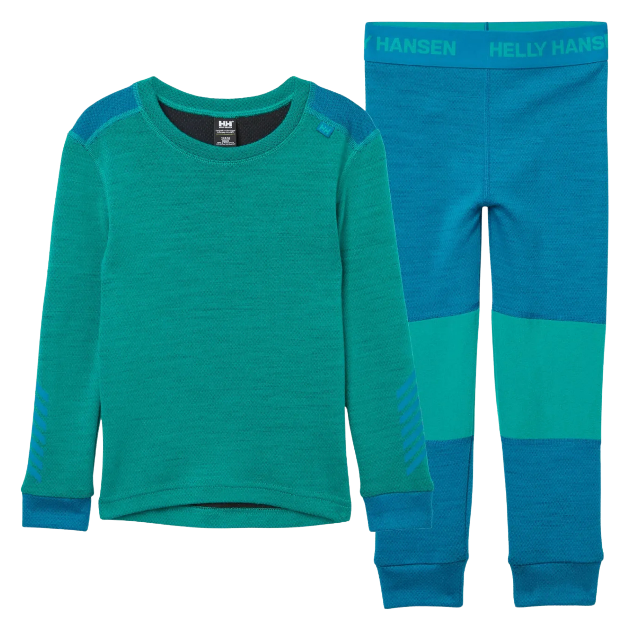Helly Hansen Kids Lifa Merino Set in Signal Green with warm Merino wool, LIFA moisture management and flatlock seams for winter layering