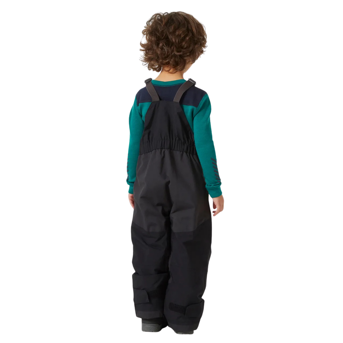 Rear view of Helly Hansen Kids Rider 2.0 Insulated Bib Pants with reinforced no-back-seam seat for added waterproofness and durability