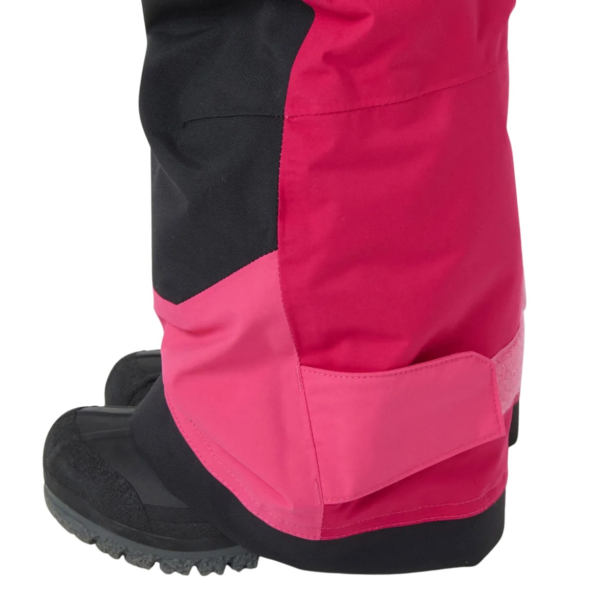 Helly Hansen Kids Rider 2.0 Insulated Bib Pants in Hot Pink with reinforced hem and adjustable bottom leg for added durability and fit